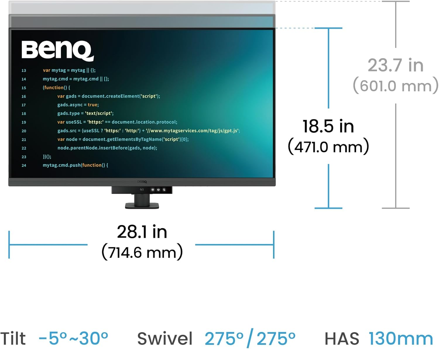Benq RD320UA 32&rdquo; 4K 3840X2160 Programming Monitor with 2000:1 Contrast Ratio, Nano Matte Panel, Moonhalo, 90W USB-C, Coding Modes, Night Hours Protection, Ergonomic Stand, and Eye-Care Technology image number 5