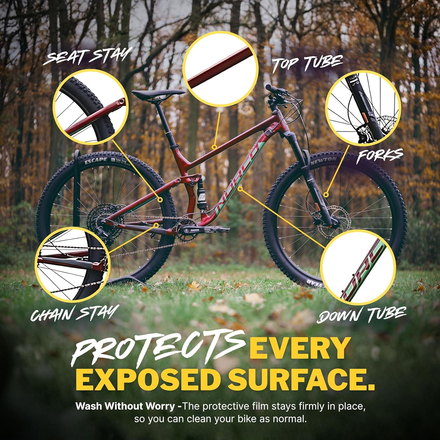 75Mm X 1M, 2M, 3M Helicopter Tape or Bike Protection Tape - Bike Accessories to Protect Your MTB, Ebike, Road Bike from Scratches, Stone and Gravel Damage - Self Adhesive Paint Protection Film image number 3