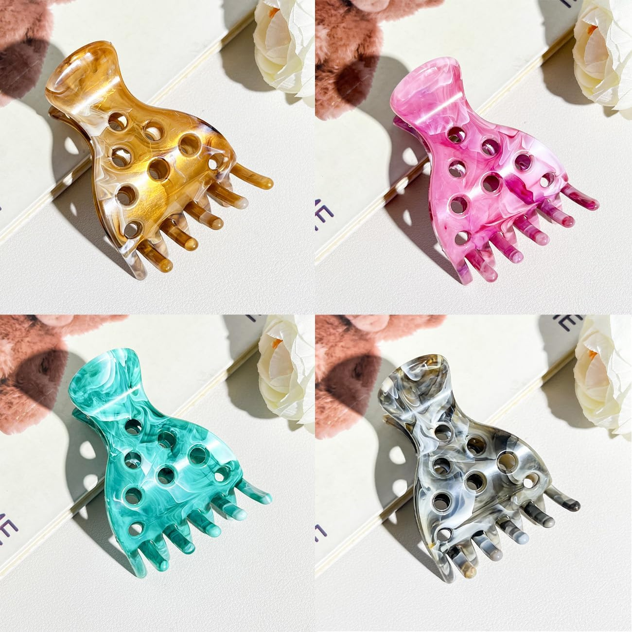 Gaodercha Pack of 4 Hair Volume Clips, 4 Colours, Plastic Hairline Lifting Clips, Lightweight Non-Slip Hair Clips, ABS Hair Clips for Women, S Volume and Updo image number 1