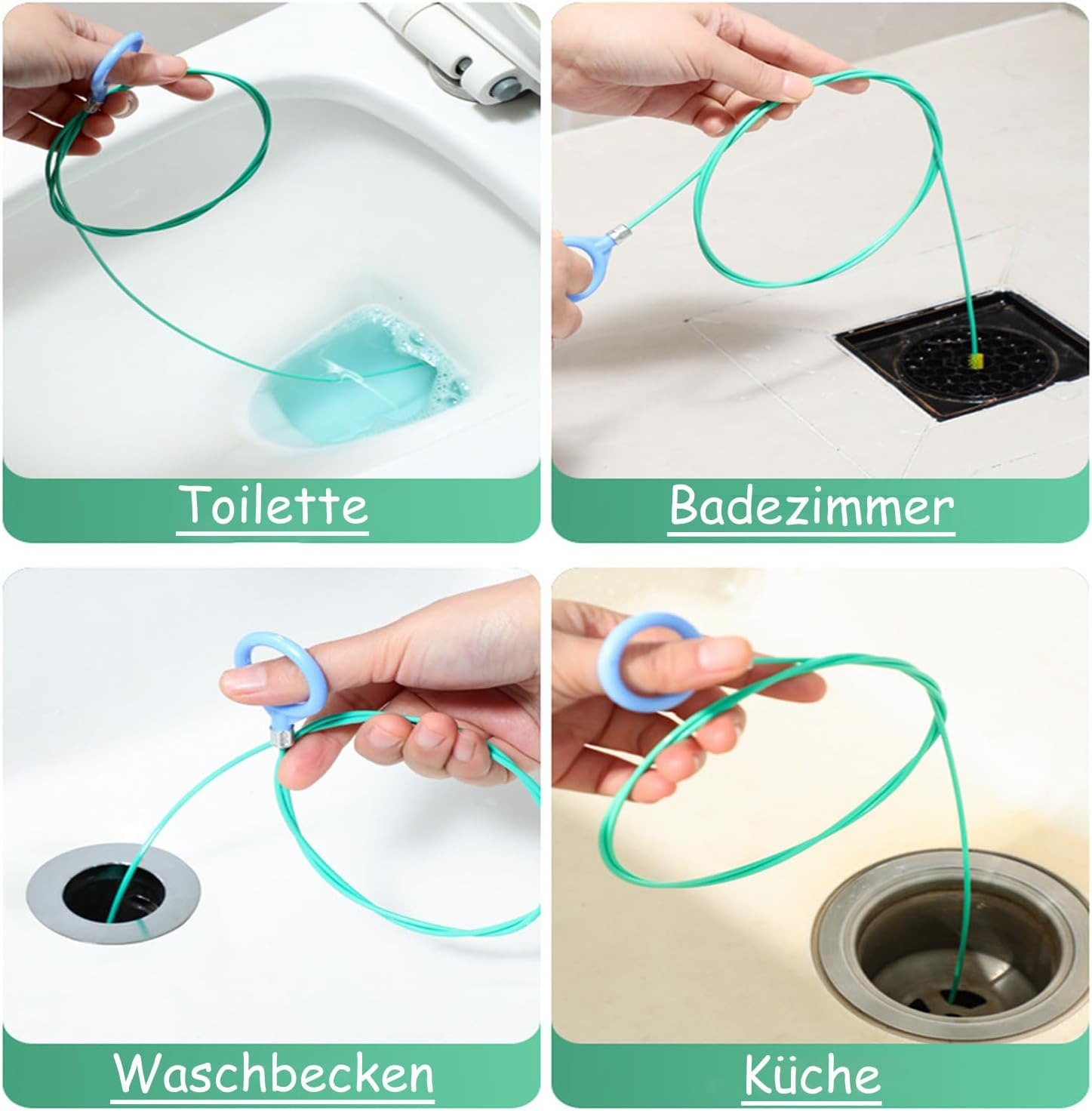 Pack of 6 Drain Cleaner Spiral, 90 Cm Long Spiral Drain Pipe Cleaning, Drain Spiral Stainless Steel Cleaning Hook Sticks, Flexible Pipe Cleaning Brush, Pipe Brush, Hair Catcher for Drain image number 3