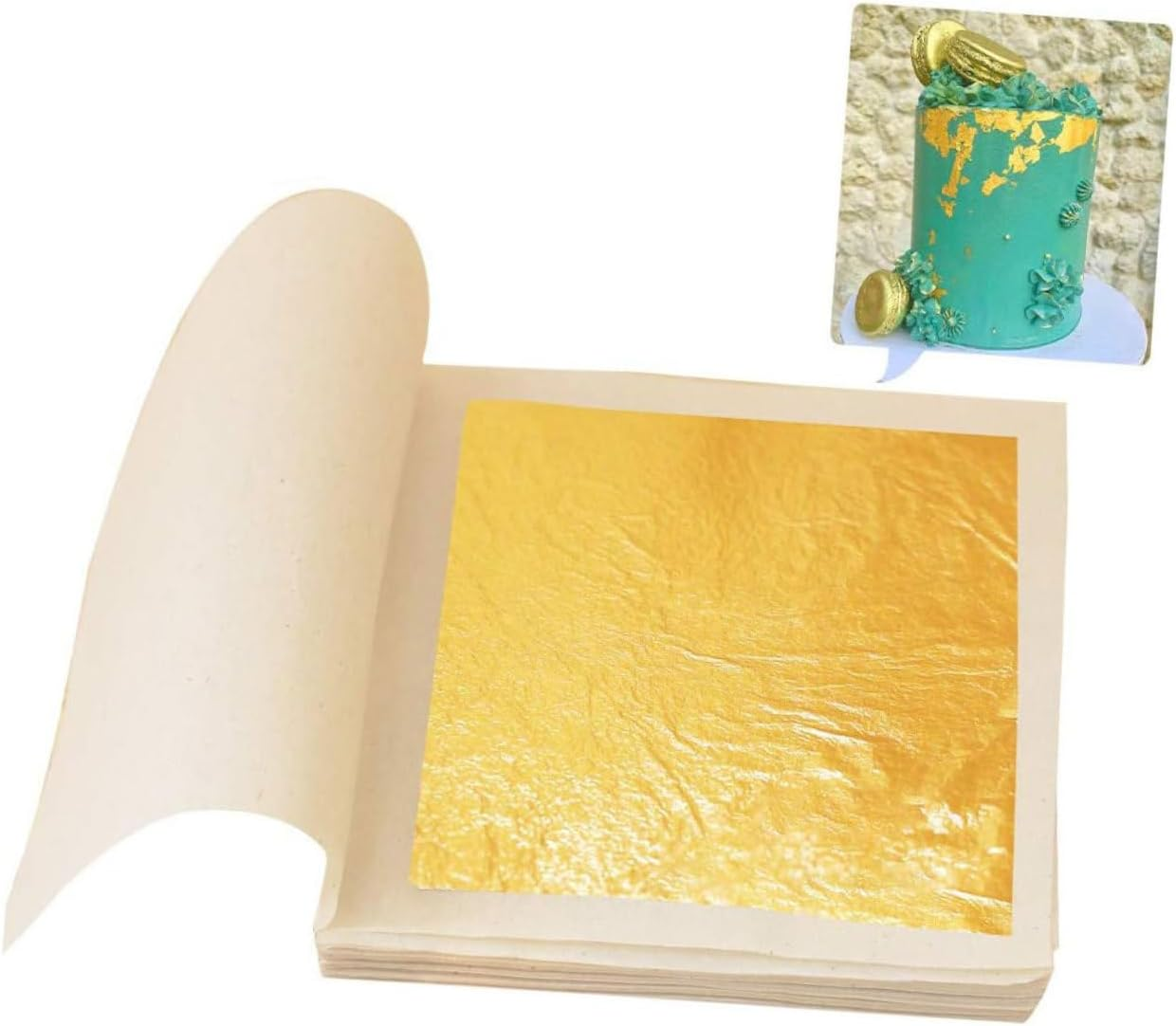 KONTONTY 10Pcs Edible Gold Foil Leaf for Cosmetic and Buddha Statue Decoration Brightening and Non Tarnishing Foil Paper for Beauty Applications image number 4