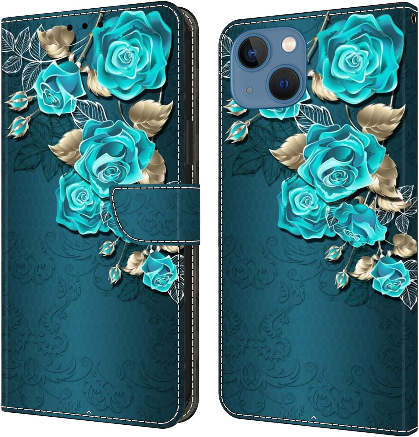 BOLELAW for Iphone 13/14 Mobile Phone Case PU Leather Flip Case Stand Wallet Protective Flip Case Cover with Card Slot, Stand Function, Magnetic Protective Case, Black Horse