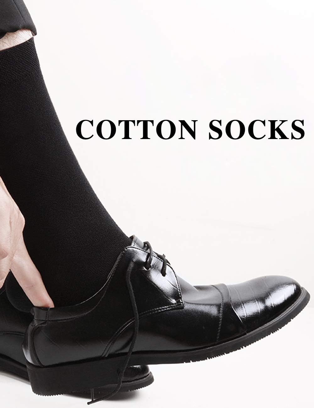 5 Pairs Mens Dress Socks Comfortable Cotton Crew Sock Calf High Breathable Formal Socks with Gift Box image number 3