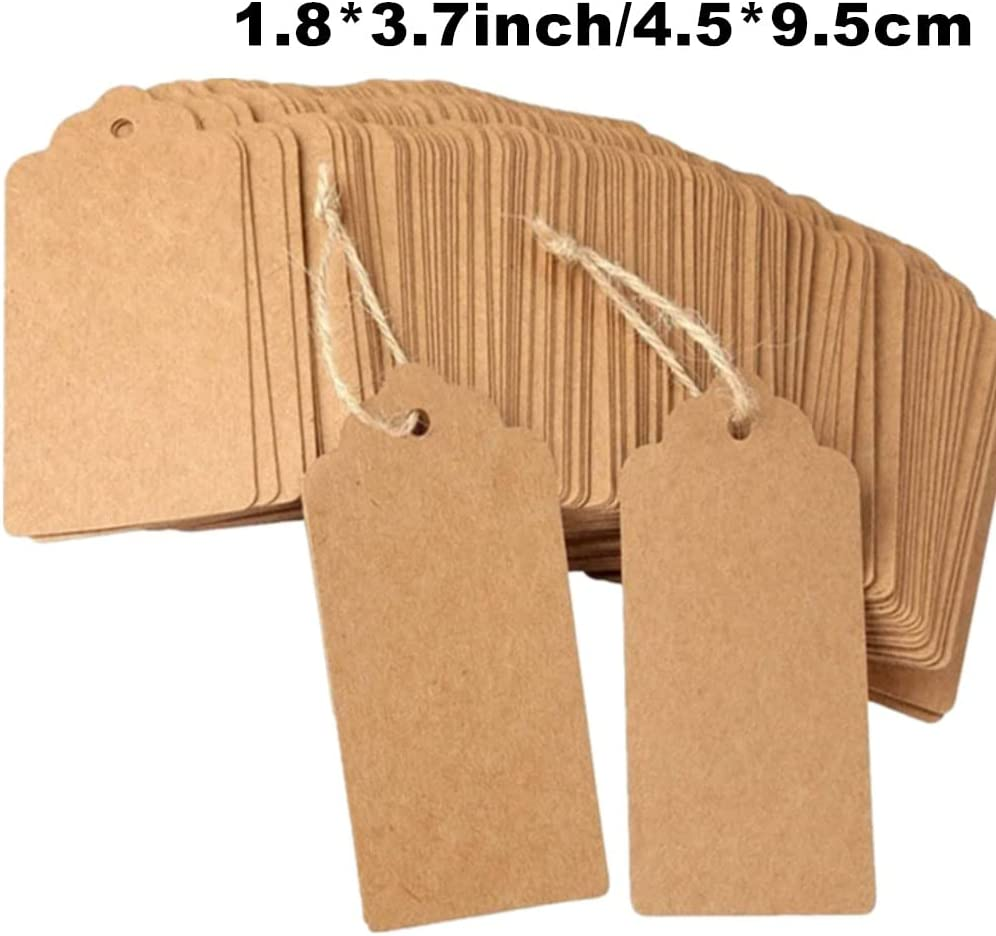 200PCS Blank Kraft Gift Tags with Twine String for Packing and Art Craft (1.8X3.7Inch/4.5X9.5Cm) image number 6