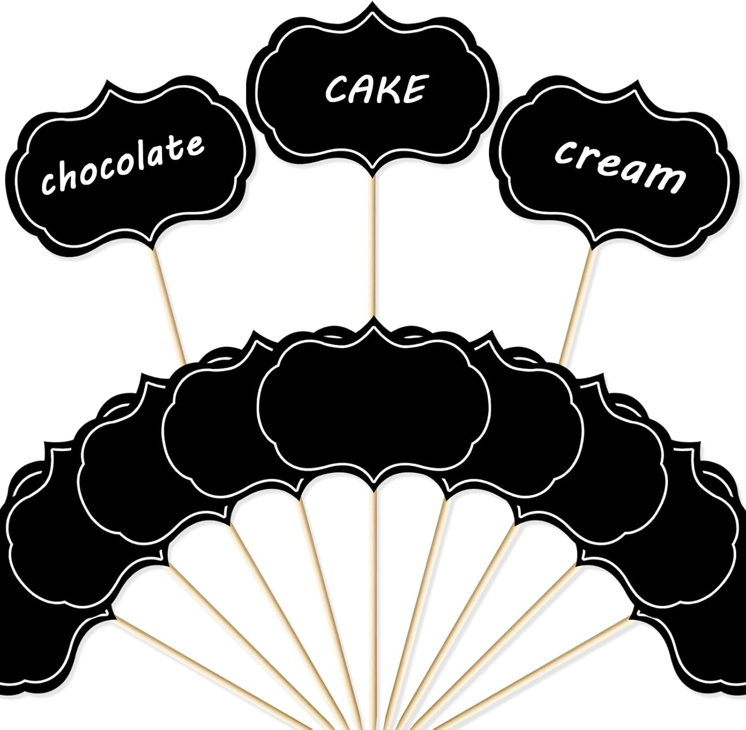 HAIKING Mini Food Flags, 50 PCS Black Buffet Food Labels for Appetizer, Salad, Parties Table and Dinner Decoration (8.9 X 14 Cm/3.5 X 5.51 In) image number 1