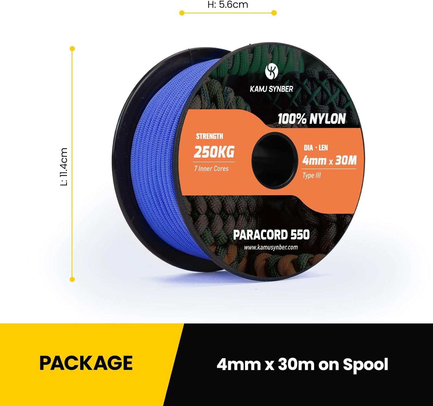 550 Paracord 4Mm 30M Type III 7 Strands 100% Nylon Rope Parachute Cord Ideal for Crafting, DIY, Camping, Survival, Outdoor | Support 250Kg | Dark Blue image number 7