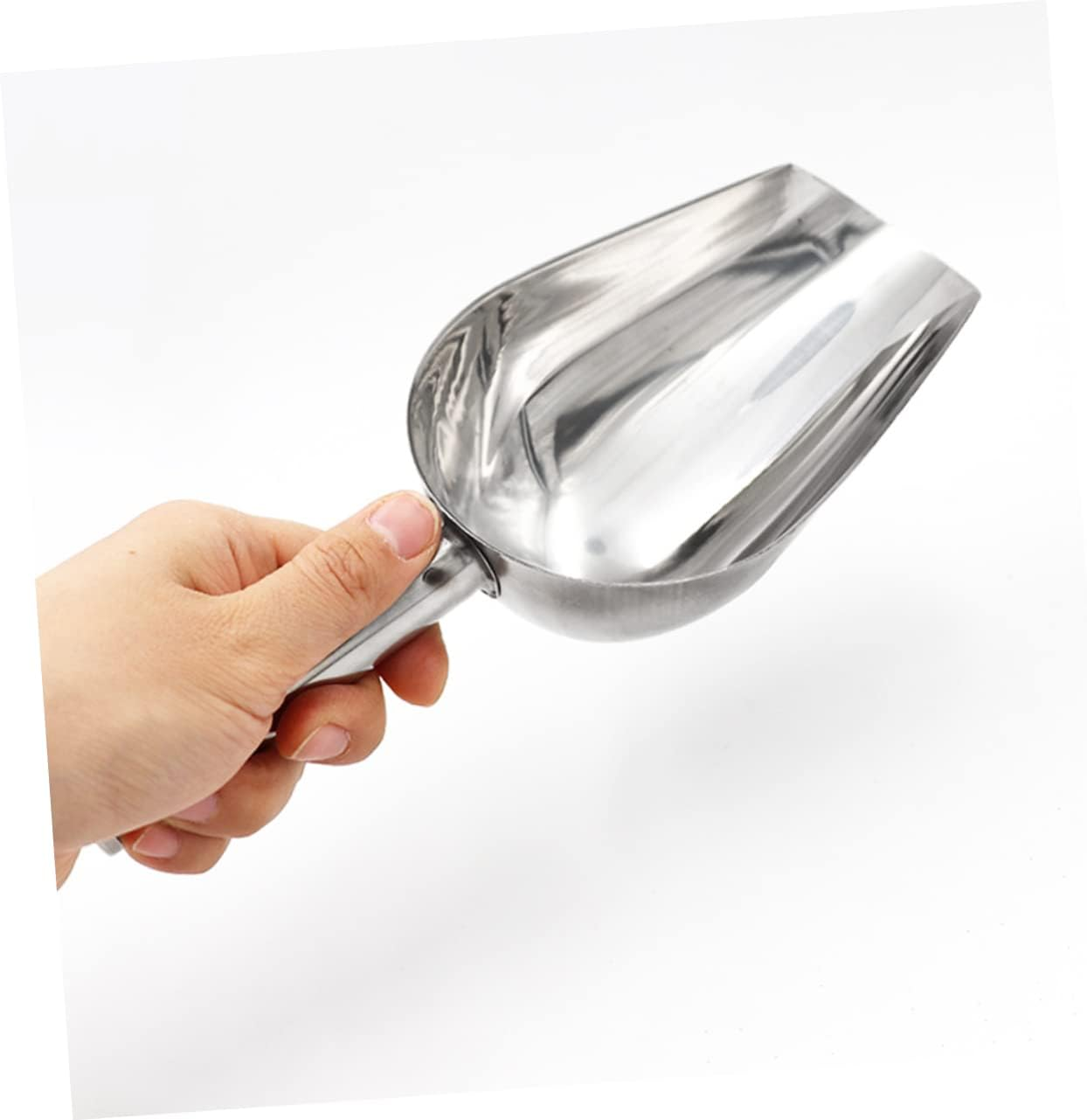 Iplusmile Stainless Steel Feed Scoop Handle Sturdy Grain and Pet Food Distribution Scoop for Livestock and Kitchen Use Multi-Purpose Metal Fodder Scooper