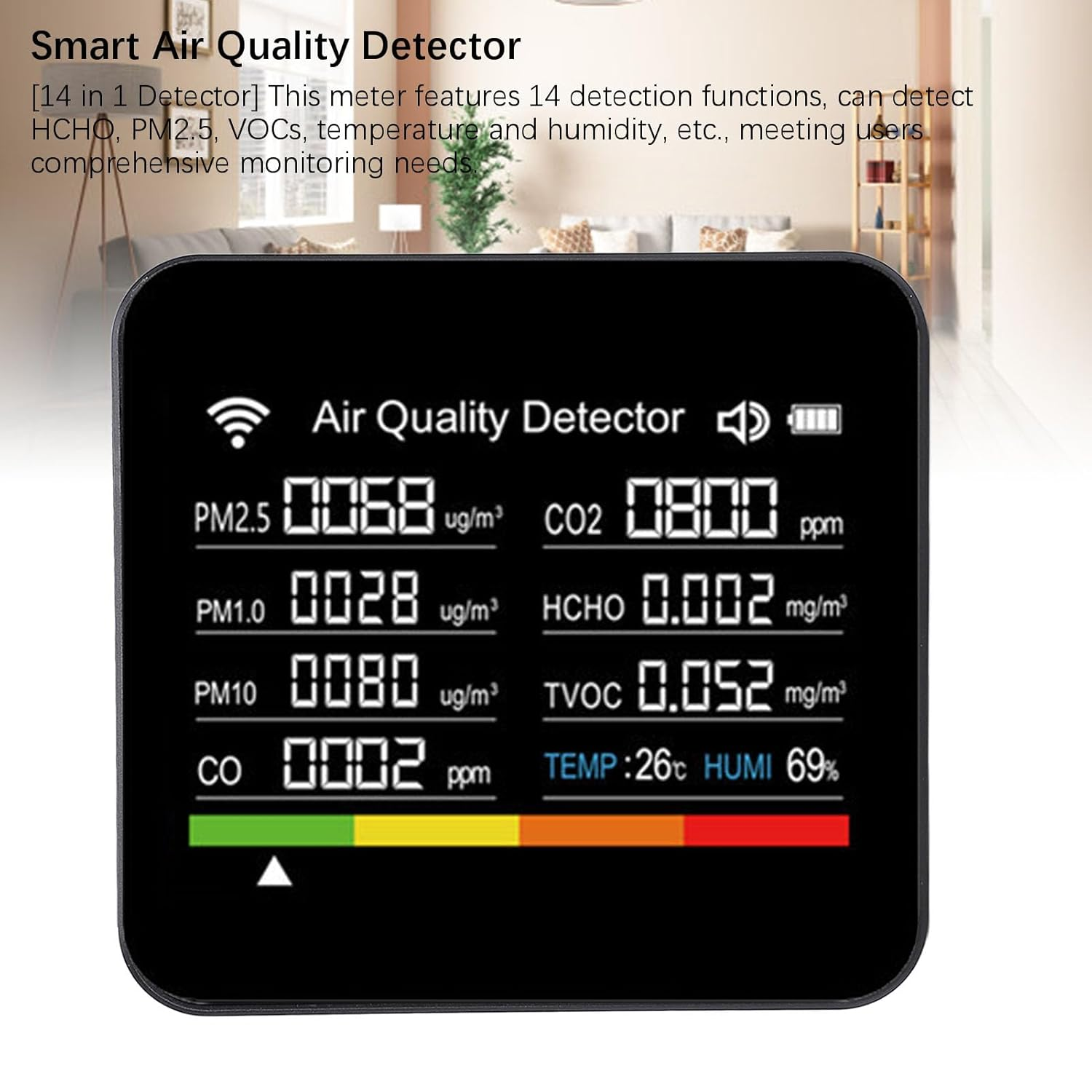 14 in 1 Indoor Air Quality Meter with Precise Sensor Wifi Connectivity Clear Display Screen for Smart APP