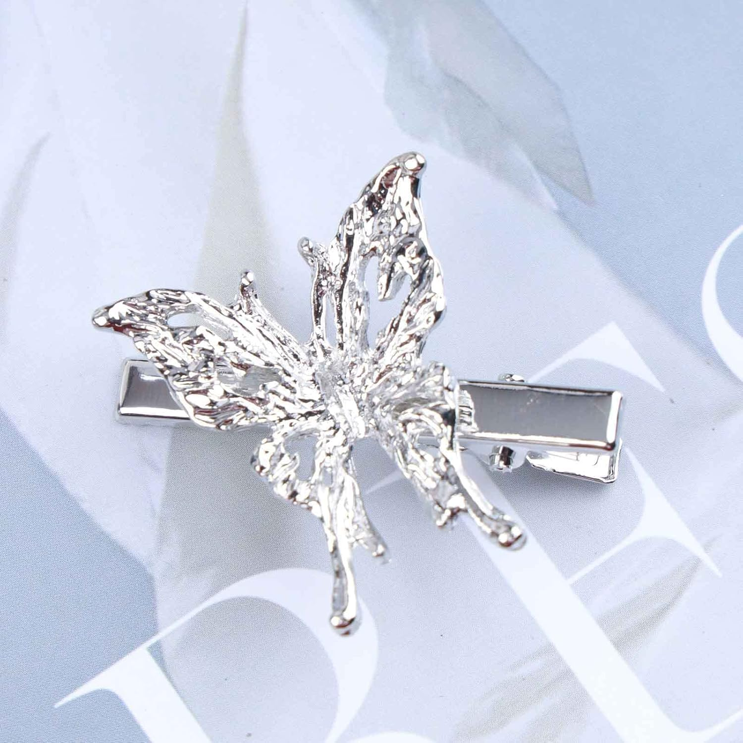 Yheakne Boho Butterfly Hair Clip Emerald Butterfly Hair Clip Silver Clip Butterfly Hair Clip Headpiece Decorative Hair Accessories for Women and Girls Headwear (Without Crystal) image number 5