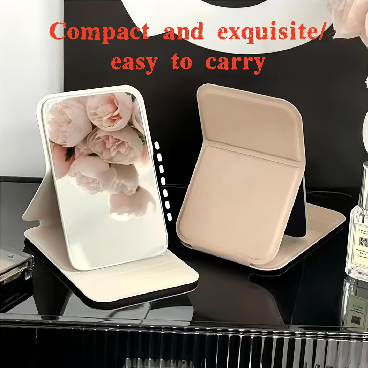 Zxjsisy 2-Piece Mini Portable Makeup Mirror with High-Definition Anti-Distortion Glass, Suitable for Students to Carry, Fold and Hold, Suitable for Travel and Dormitories image number 4