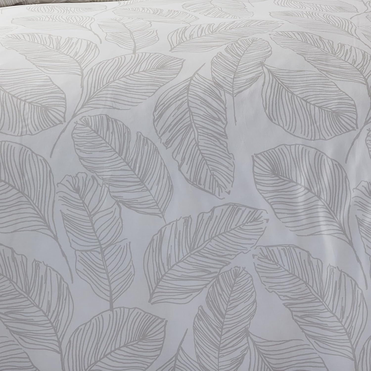 Fusion Natural Leaf Duvet Cover - Double Bedding Size (200 X 200Cm) - Reversible Design (White Colours) - Linen Leaves Print - Matteo Collection image number 3