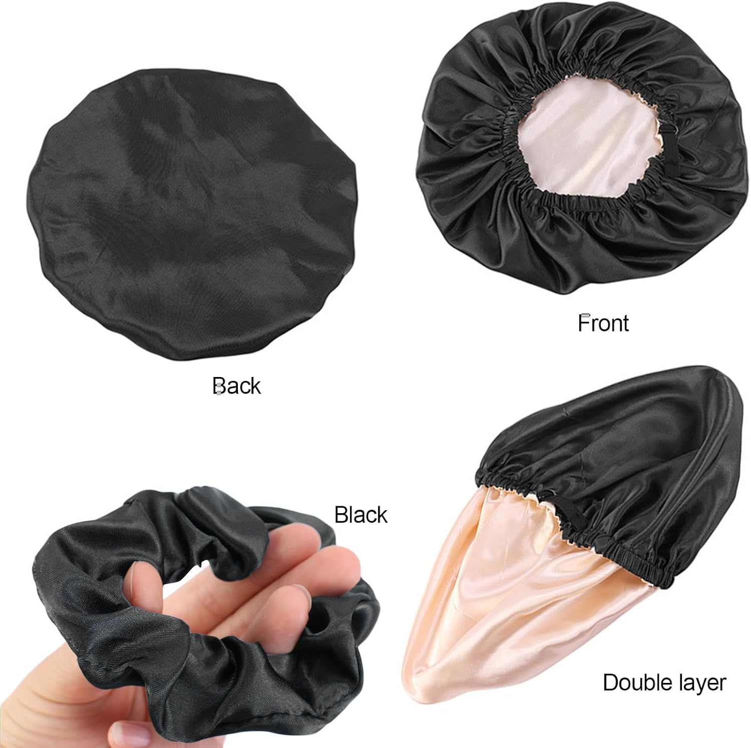 Harewu 2 Pcs Satin Bonnet Silk Bonnet for Sleeping - Blue image number 4