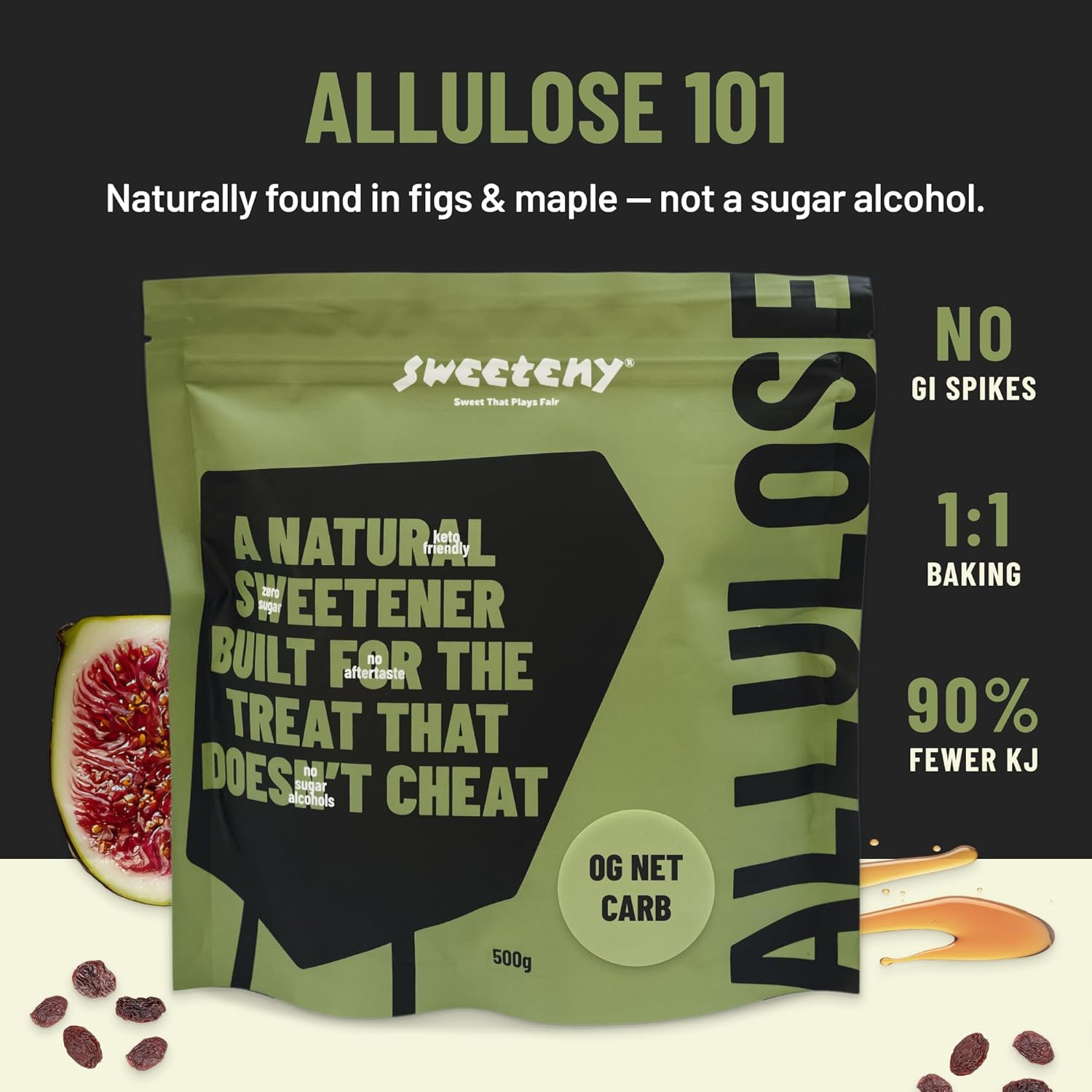 Allulose Sweetener by Sweeteny 500 G &ndash; Low Calorie Sugar Substitute, Zero Net Carbs, No Sugar Alcohol, Keto Sweetener for Baking, Coffee, Tea & Desserts