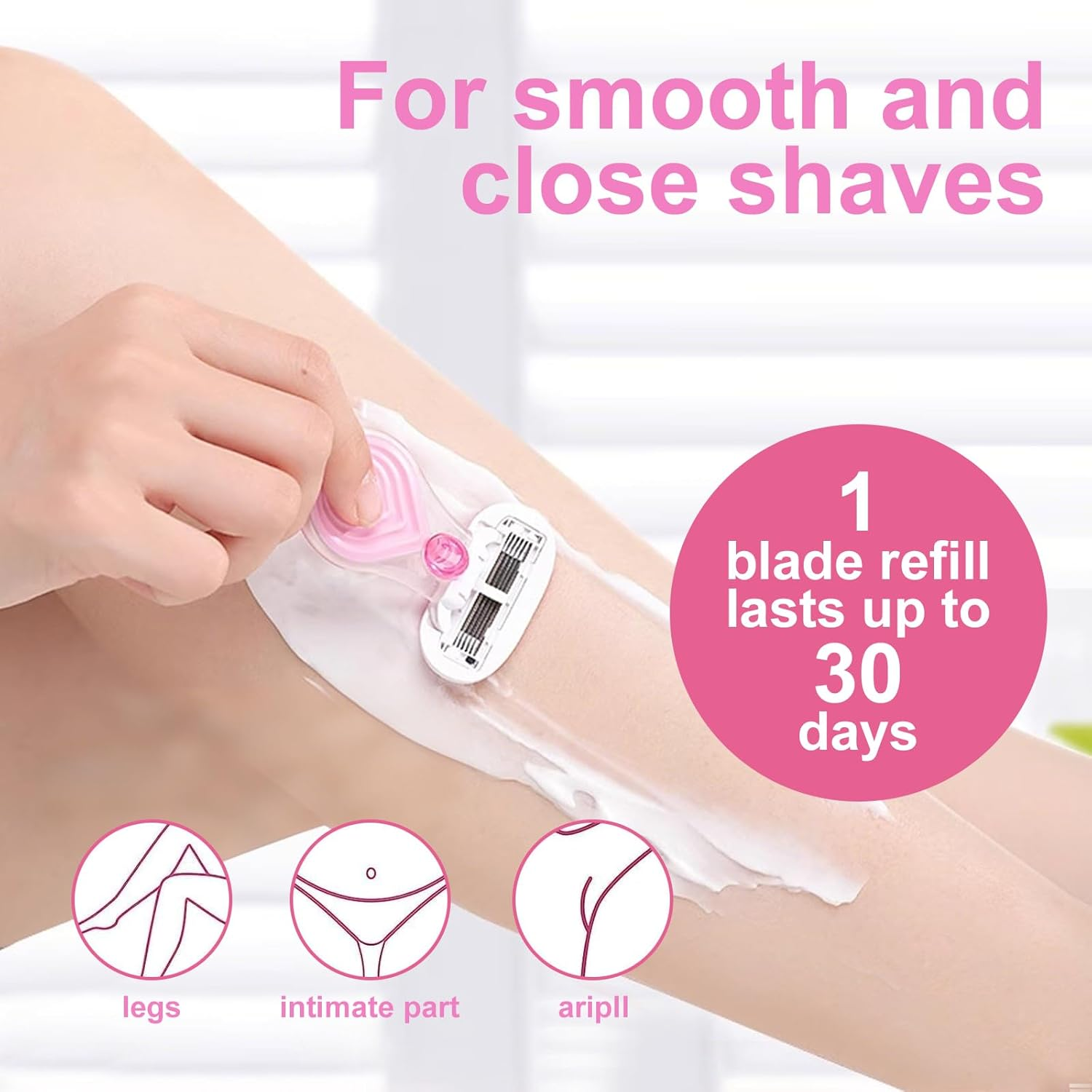 Mini Travel Razor for Women 5-Blade Reusable Safety Razor for Legs Underarms Bikini Smooth Skin Shaving Kit with 1 Razor 1 Refill Blade and Travel Case Compact Portable