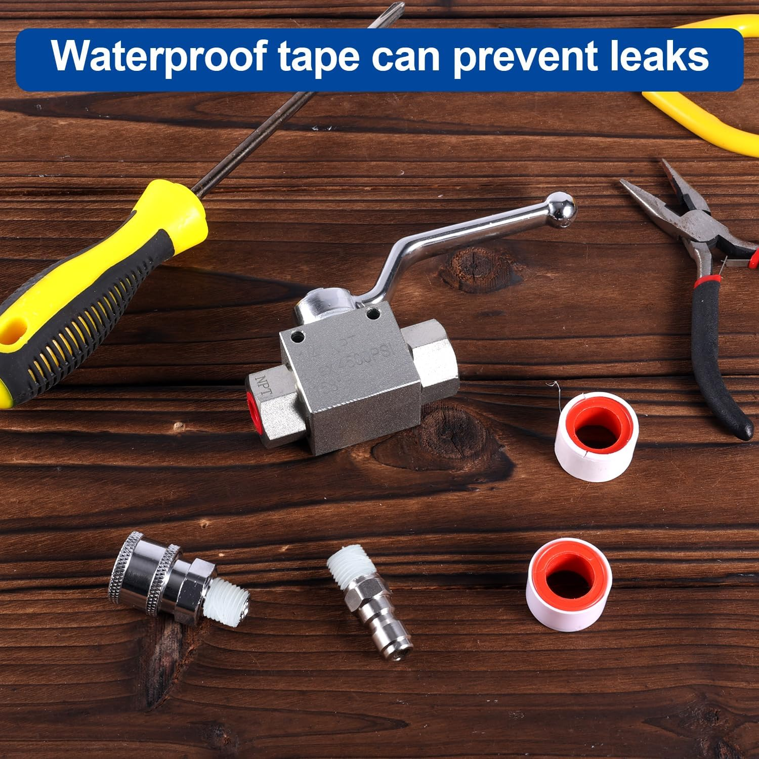 NQEUEPN High Pressure Washer Ball Valve Kit, Premium Stainless Steel 1/4 Ball Valve Kit Easy to Open and Close Designed Specifically for Pressure Washing Hoses image number 5