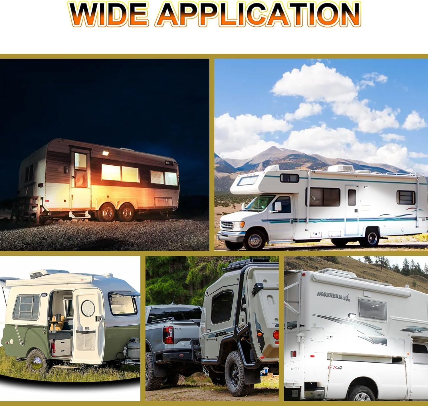 PXPART Led Exterior Light 12V Aluminum RV LED Porch Light with Dual Color White/Amber for Motorhome Caravan Campervan Trailers image number 2