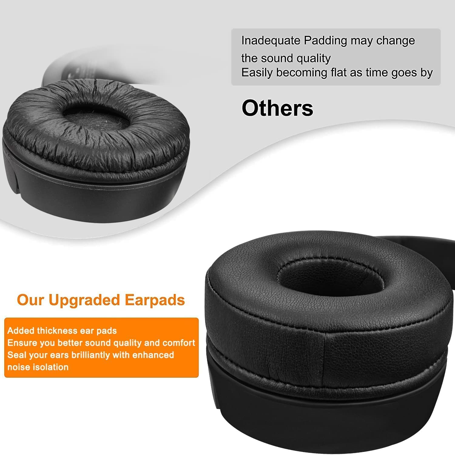 SOULWIT Earpads Replacement for JBL Tune 450Bt/Tune 460Bt/Tune 500Bt/Tune 510Bt/Tune 520BT/JR 300BT/JR 310Bt/E40Bt/Junior 320BT, Ear Pads Cushions with Soft Protein Leather - Black - Cooling Gel - Black Gold image number 2