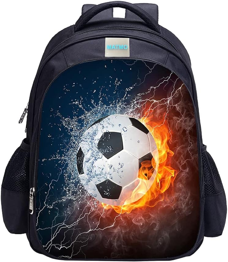 MATMO Soccer Backpack for Boys, Soccer Print Backpack Cool Football Pattern School Bag
