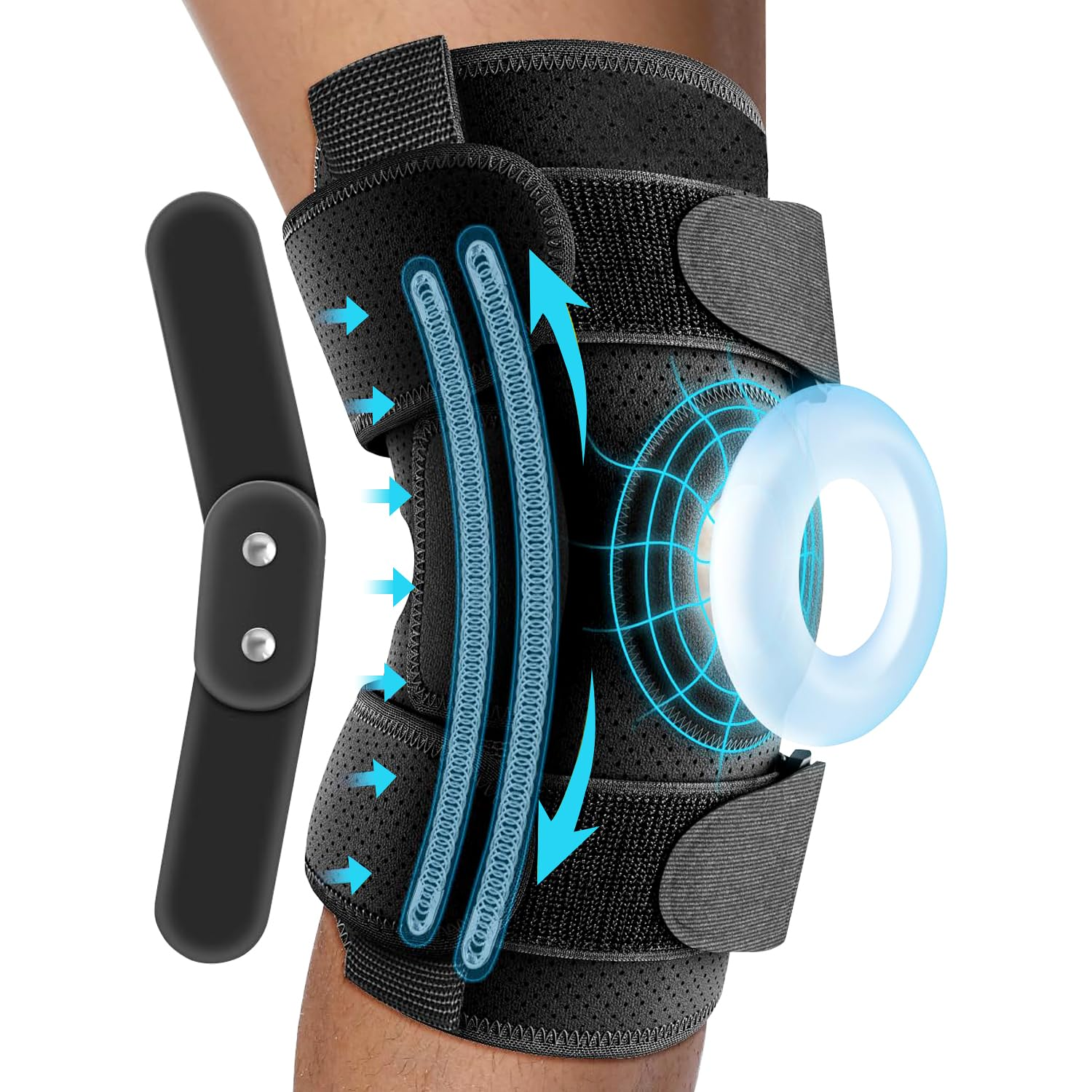 JOLAYSO Hinged Knee Brace with Side Stabilizers & Removable Metal Hinges for ACL, MCL, Meniscus Tear, Arthritis, Tendon Pain Relief & Recovery Support for Running - Men & Women (Adjustable for Small/Medium/Large) image number 3