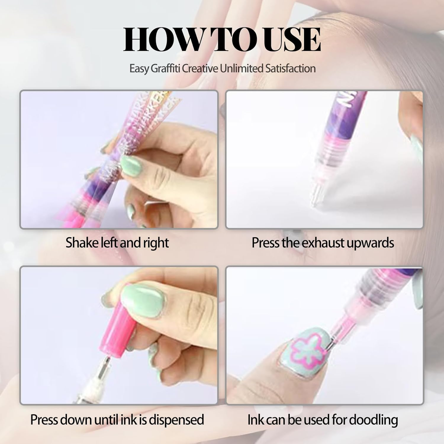 12 Colors Nail Art Pens Set, Nail Art Markers for Gel Nails 0.5Mm Waterproof Quick Dry 3D Acrylic Paint DIY Nail Art Doodle Pens for Home Nail Salon on the Go image number 2