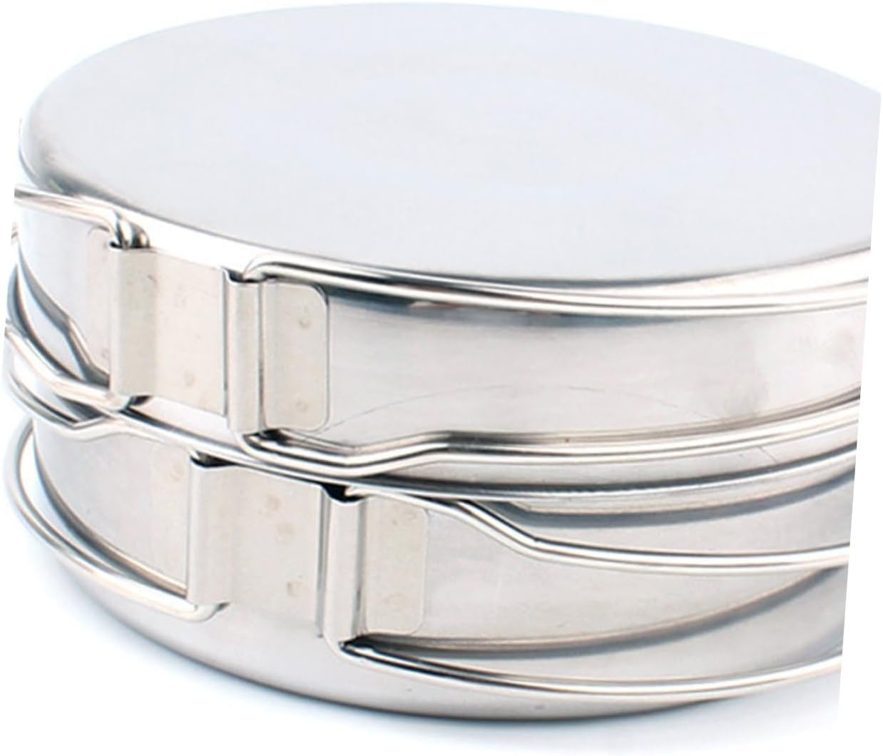 Kisangel 4Pcs Stainless Steel Pot Set Camping Cookware Pan for Outdoor Hiking Person Portable Cooking Supplies Combination Set image number 6