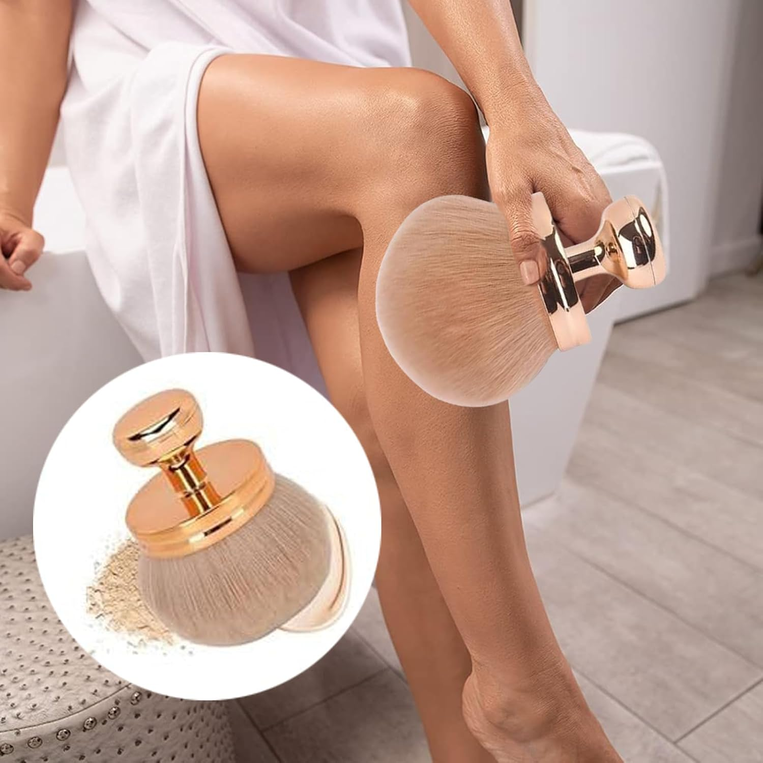 Rylaxzon Extra Large Body Self Tanner Powder Brush, Blush Brush and Makeup Brush - Soft Dense Foundation and Body Brush for Full Coverage, Buffing, Blending and Contouring (Black) image number 2