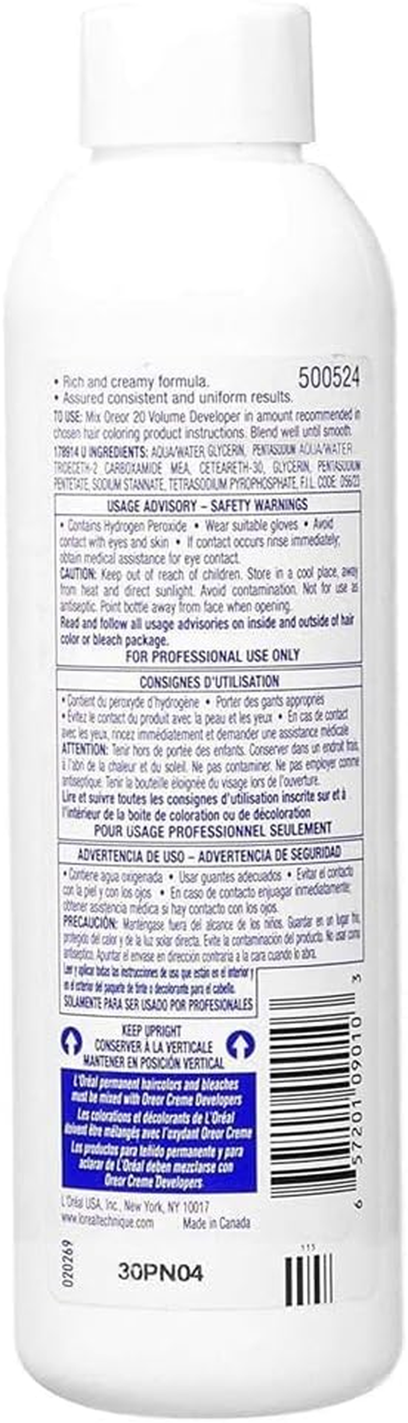 L'Oreal Oreor 20-Volume Creme Developer, 16 Ounce image number 1