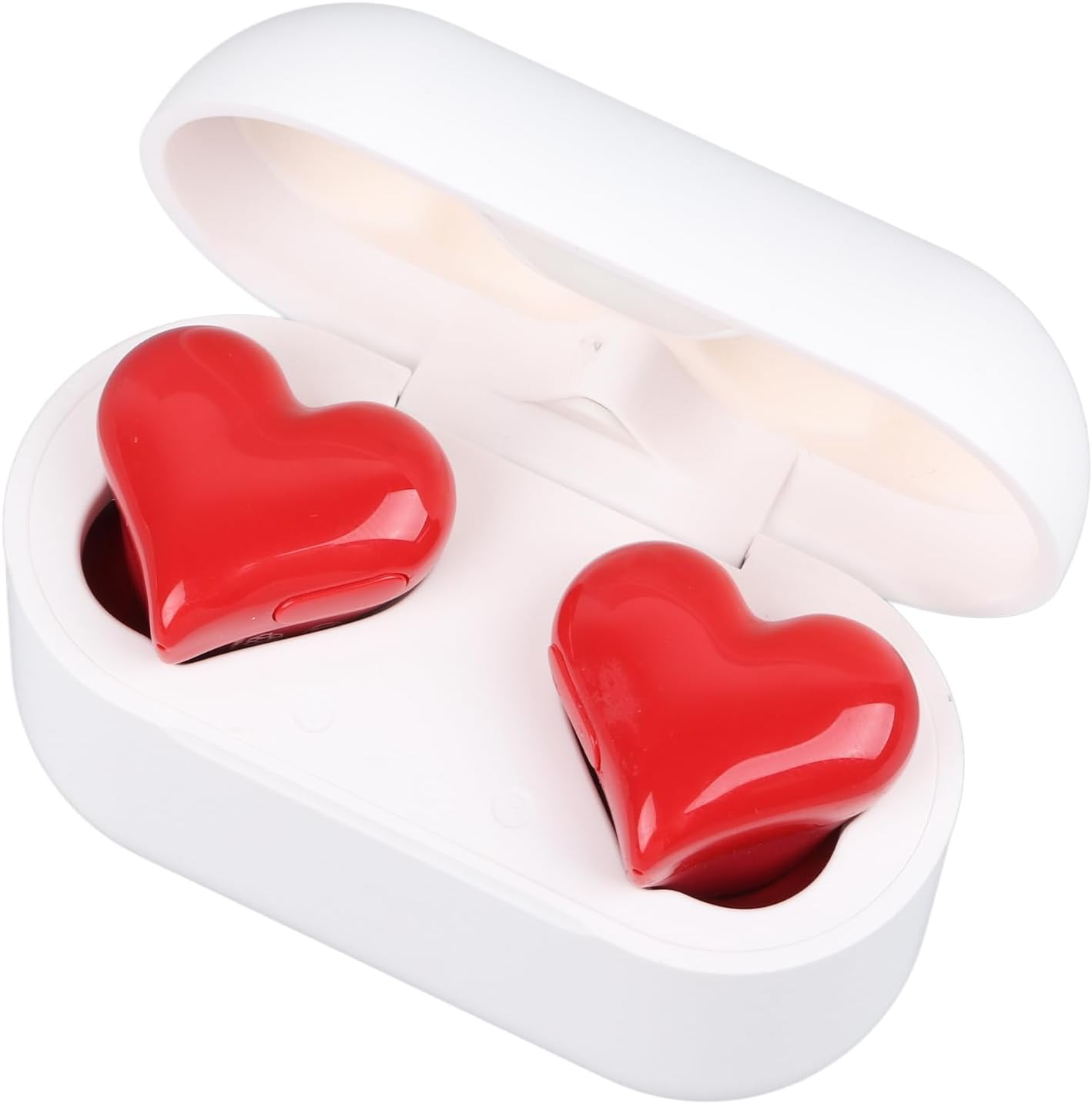 Eacam Stylish Lightweight Noise Canceling Heart Shaped Hifi Surging Bass Wireless Earbuds with 3 Earbud Sizes for Cell Phones, Computers and More, PC, ABS Material, Ships with Built image number 6