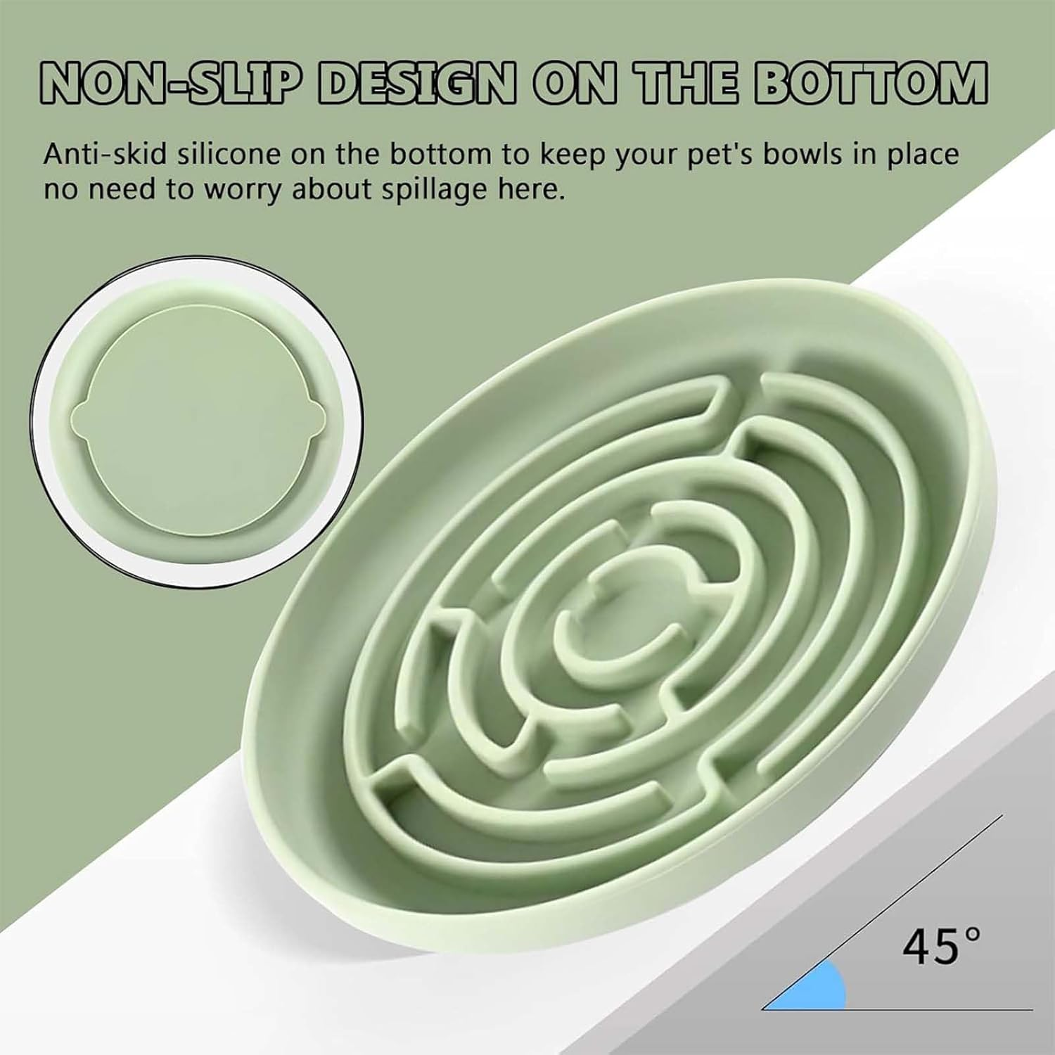 Anti-Sling Dog Bowl, anti Slinging Bowl Dogs, anti Sling Bowl Cat, anti Slinging Bowl Cat, Sling Bowl Dogs, Slow Feeder Dog, anti Slinging Bowl, Cat (Matcha Green) image number 6