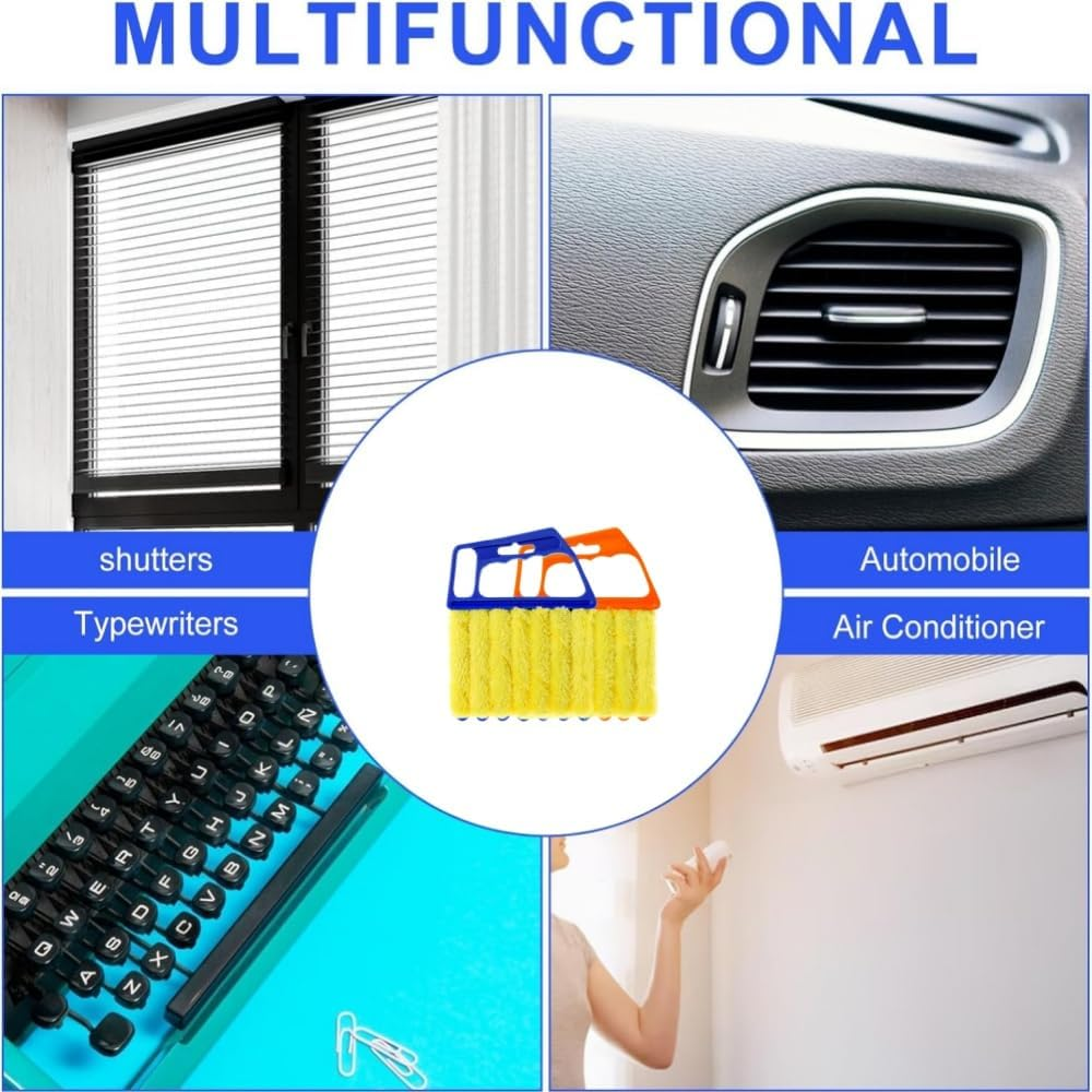 DACUAN 4Pcs Window Venetian Blind Cleaner Duster Tool,Washable 7 Fingers Dusting Cleaner and Air Vent Cleaner,Shutter Cleaner Brush,Blinds Air Conditioner Keyboard Fan Duster (Orange,Blue) image number 5