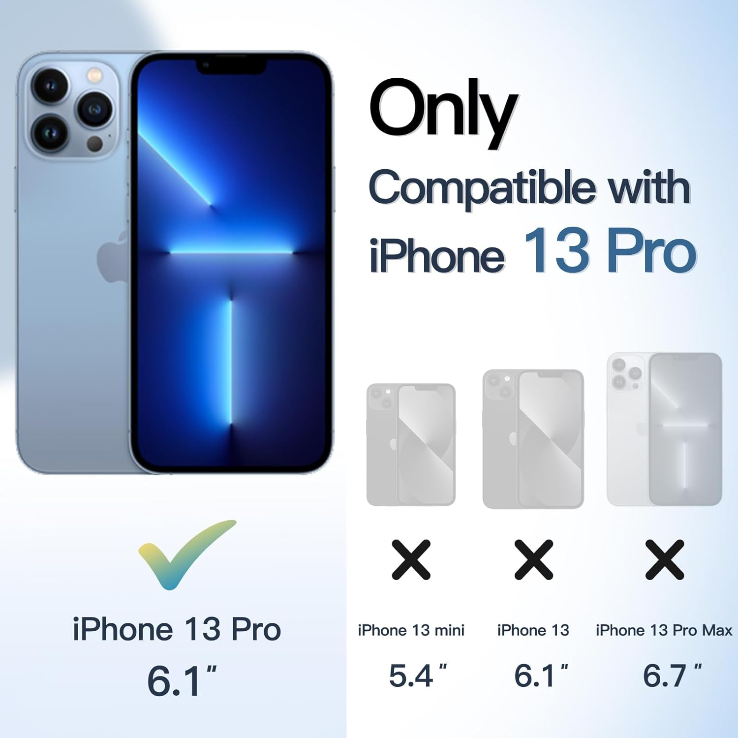 Jetech Case for Iphone 13 Pro 6.1-Inch, Shockproof Phone Bumper Cover, Solid Color Matte TPU Frame, Anti-Scratch Clear Back (Sierra Blue) - Black image number 3