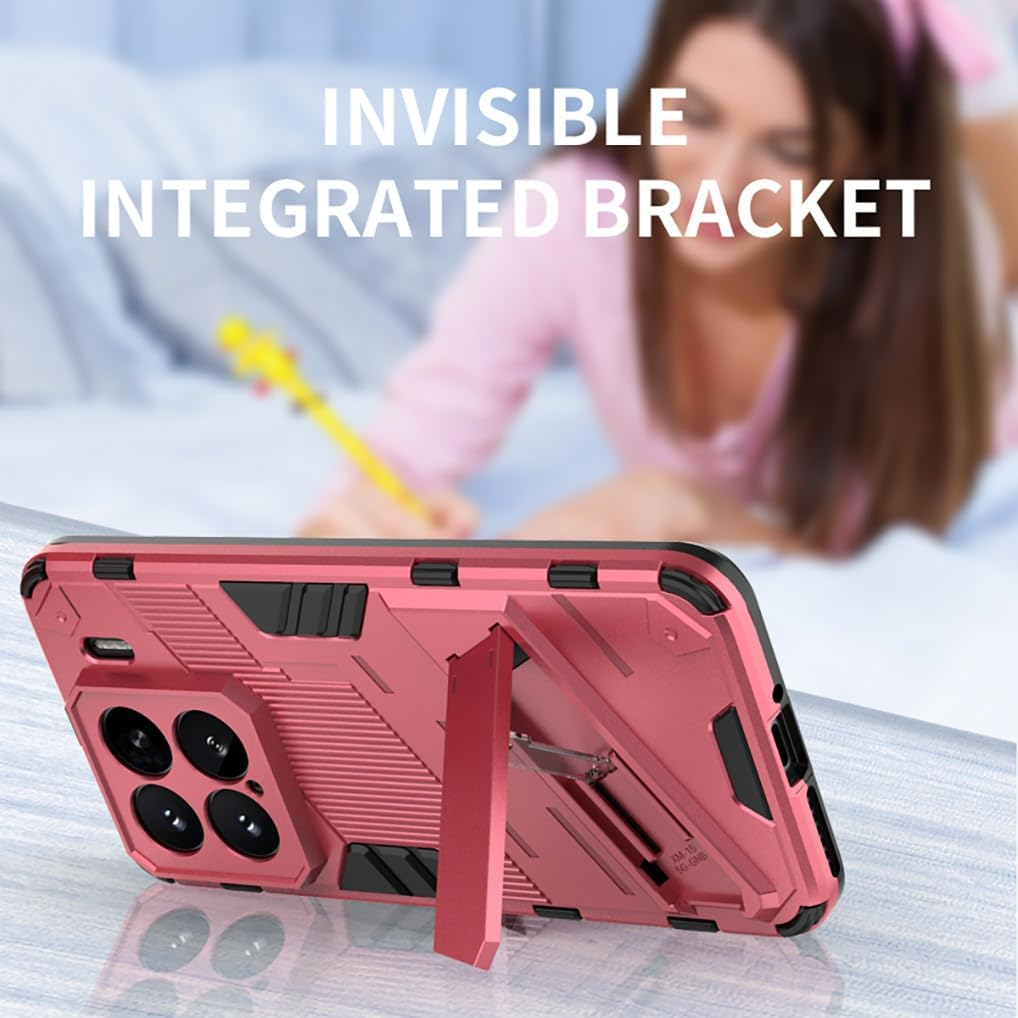 SEAHAI Case for Xiaomi 15 5G, [Military Shockproof Case] Ultra Thin Hard PC Soft TPU Protective Mobile Phone Case with Sturdy Foldable Stand - Black - Green image number 4