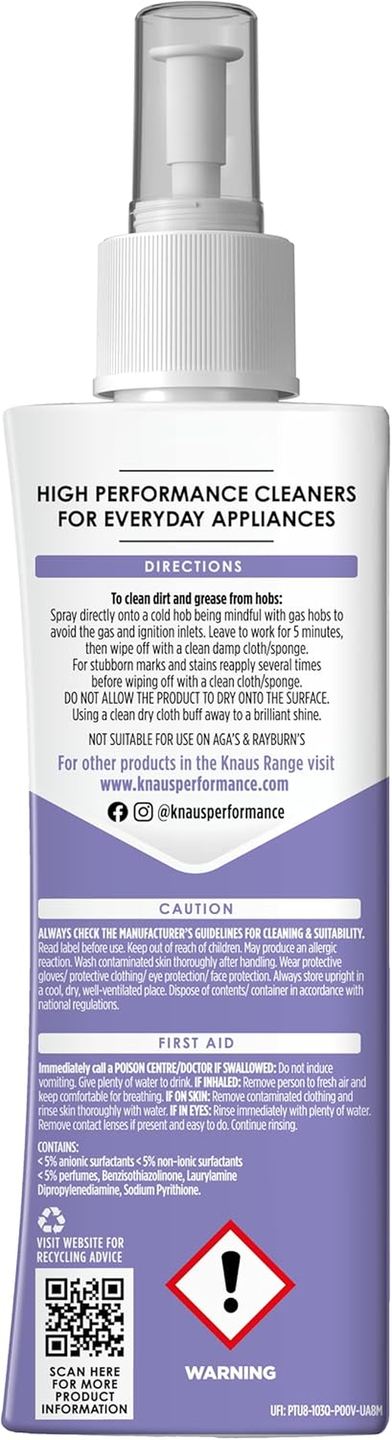 KNAUS Cook Top Cleaner Spray, 300Ml - High-Performance Appliance Kitchen Cleaner, Suitable for Electric Glass Ceramic and Induction Hobs, Stove Cleaner, Conditioner and Polish image number 1