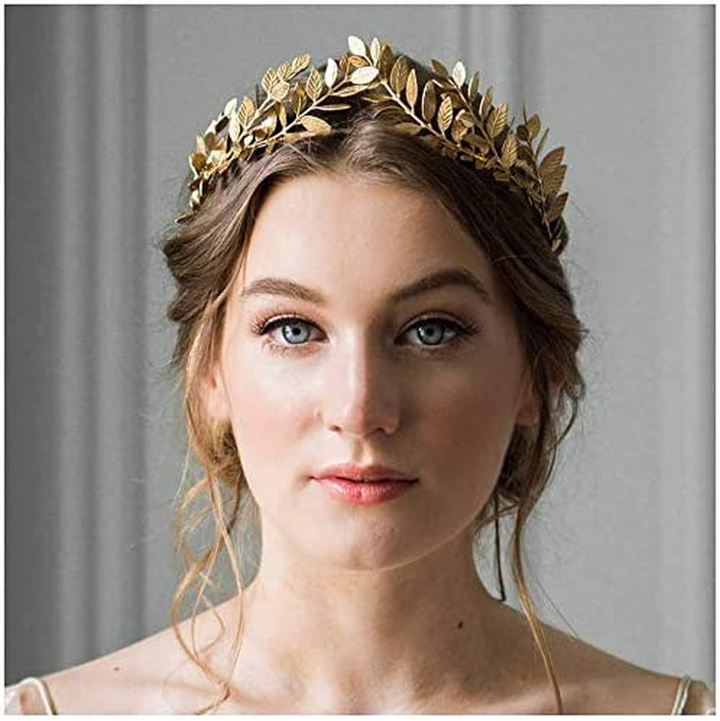 Sither Bridal Gold Leaf Crown Headband Olive Leaves Tiara Headpiece for Wedding Party Prom Halloween Festival Hair Accessoriecs image number 1