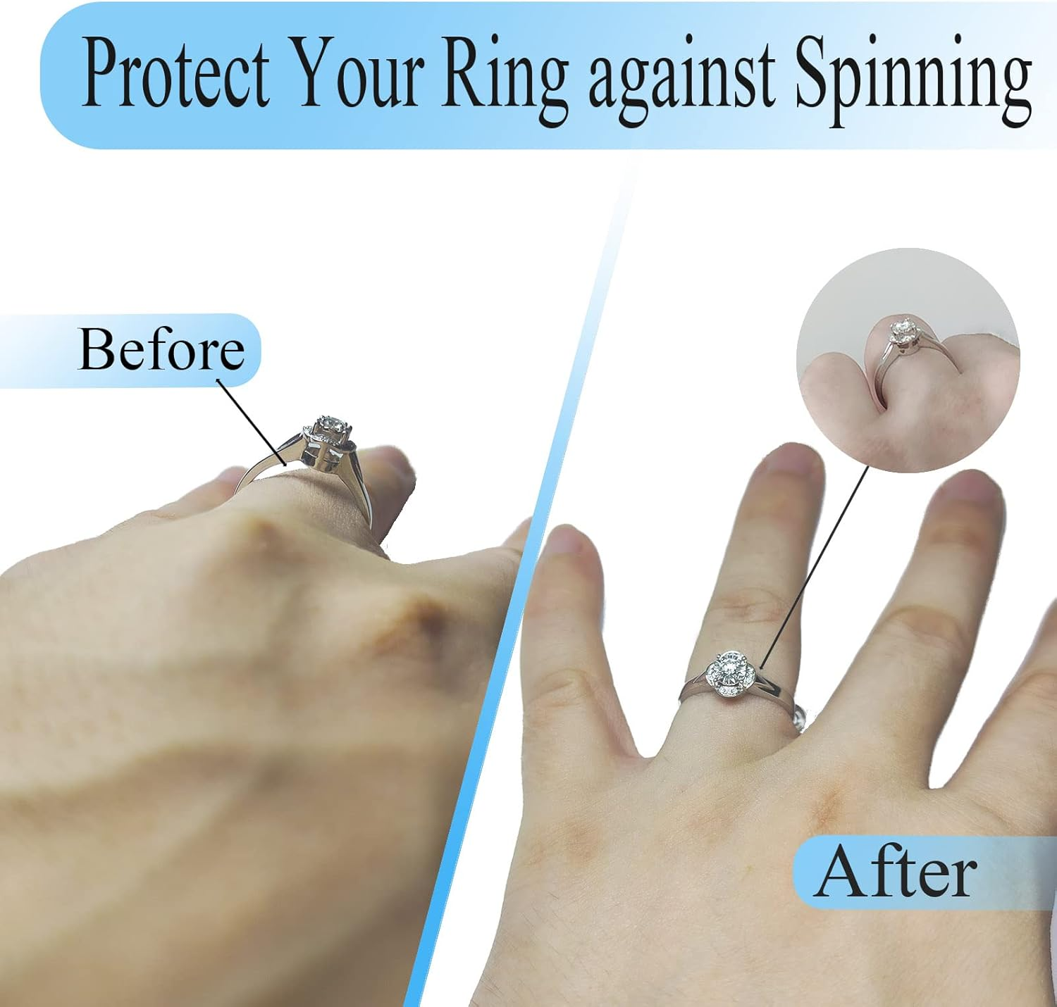 Ring Size Adjuster for Loose Rings, Yowamho 8 Pcs/ 16 Pcs Invisible Spiral Transparent Ring Guard Clip Jewelry Resizer Set for Making Jewelry Fitter, Tightener, Spacer, Sizer for Men and Women image number 1