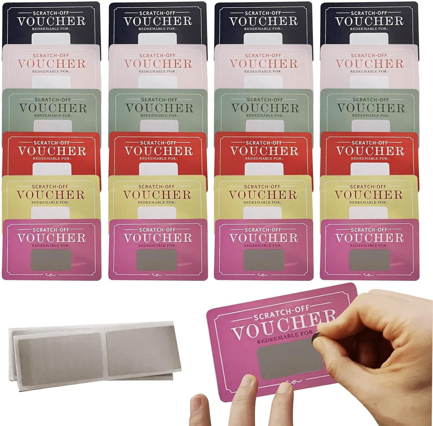 Scratch-Off Love Coupons, Couple Date Cards, Portable Game Props, 24 Cards with Fun Surprises, Perfect for Romantic Game, 4.25X2.76 Inches, Multicolor, 1 Set image number 1