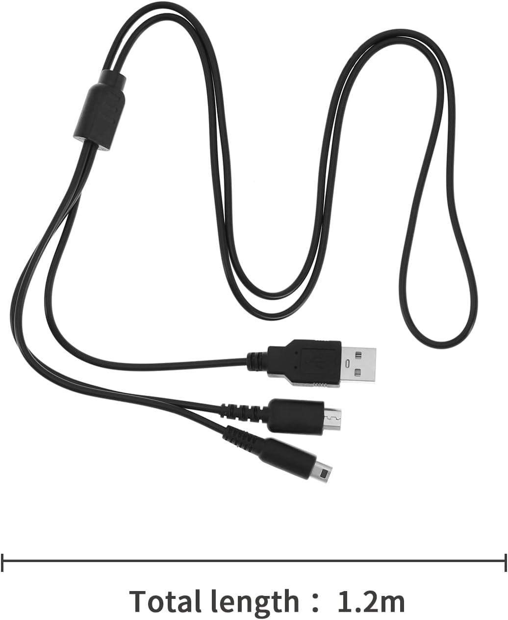 2Pcs USB Power Charger Cable Cord Replacement Compatible with Nintendo 3DS/ 3DS XL/ 2DS/ Dsi/Dsi Xl/New 3DS 2 in 1 Charging Cable image number 3