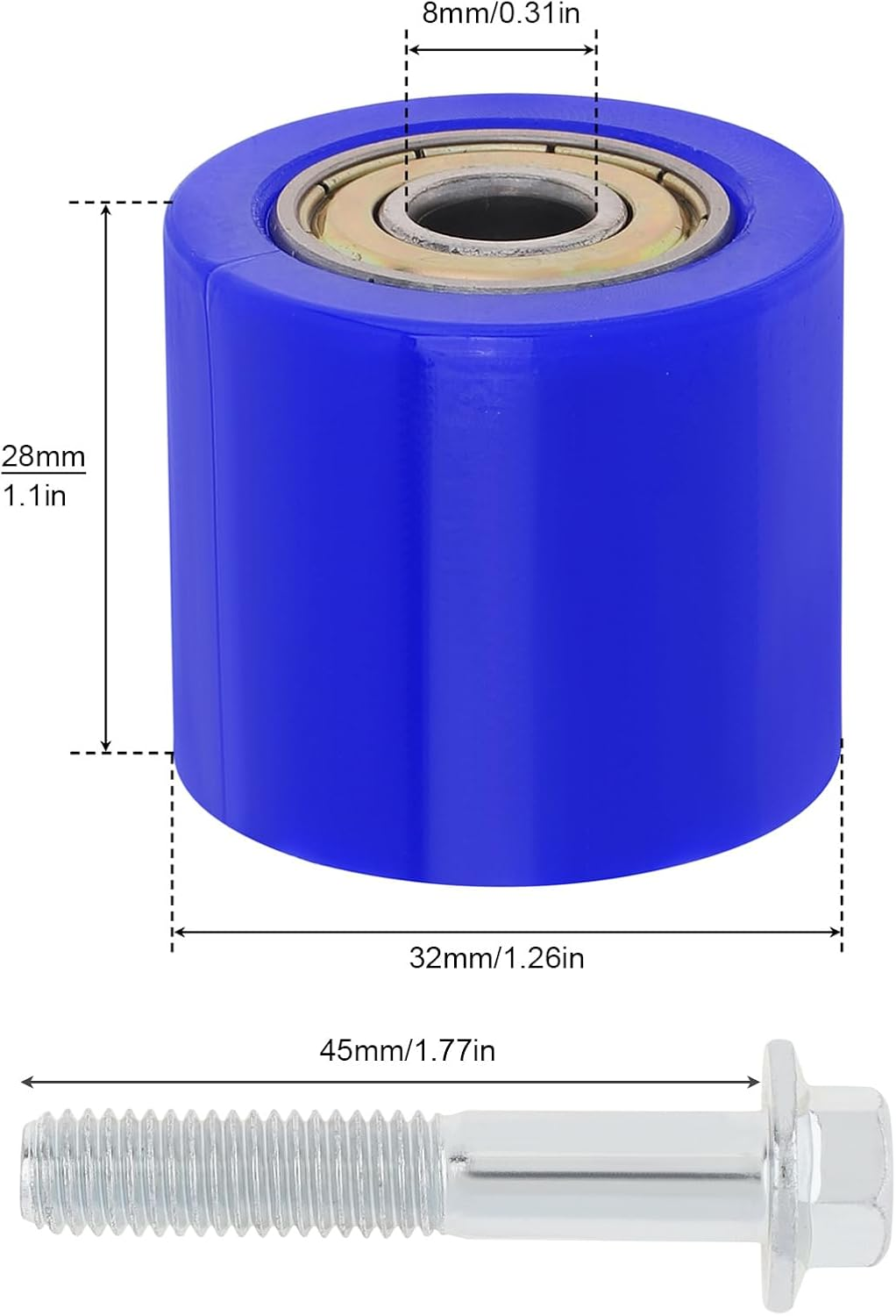 Windance 2PCS 8Mm Chain Tensioner Guide Wheel, Drive Chain Pulley Roller for Dirt Pit Bikes Street Bikes Motorcycles ATV off Road Street Bike (Blue Guide Wheel) image number 3