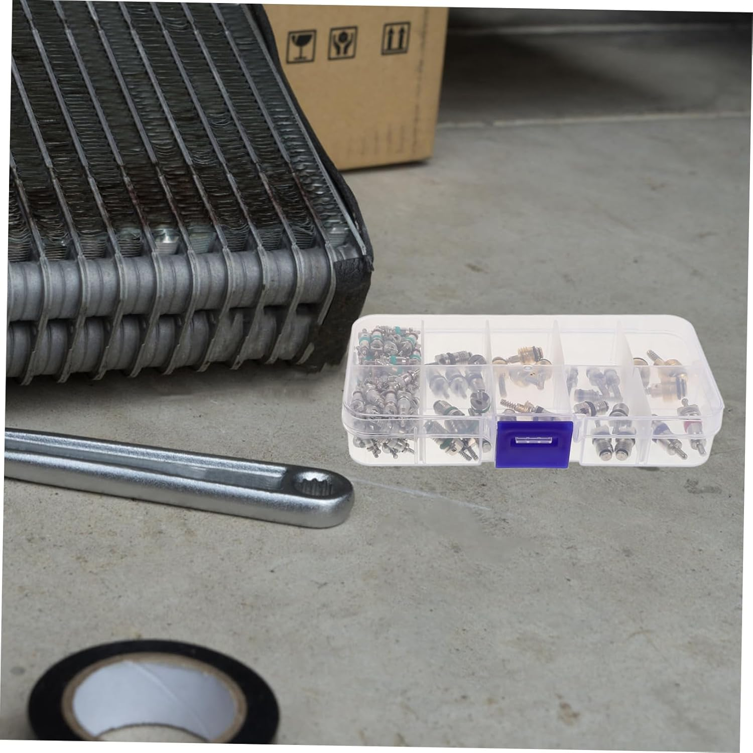 HAPINARY 102Pcs Automotive Air Conditioning Tire Valve Core Kit with Valve Core Tool and Adapter Set for Car Ac Line Repair and Tire Maintenance image number 5