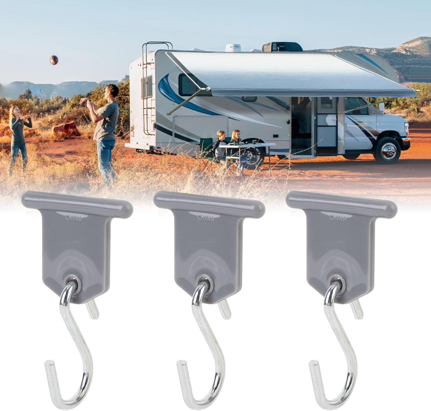 Universal RV Awning Light Clips for RV, 8PCS RV Awning Hooks and Hangers Set, Easy Install, Load Capacity 15Lbs, for Outdoor Living Space Organization, Camping Decor image number 3