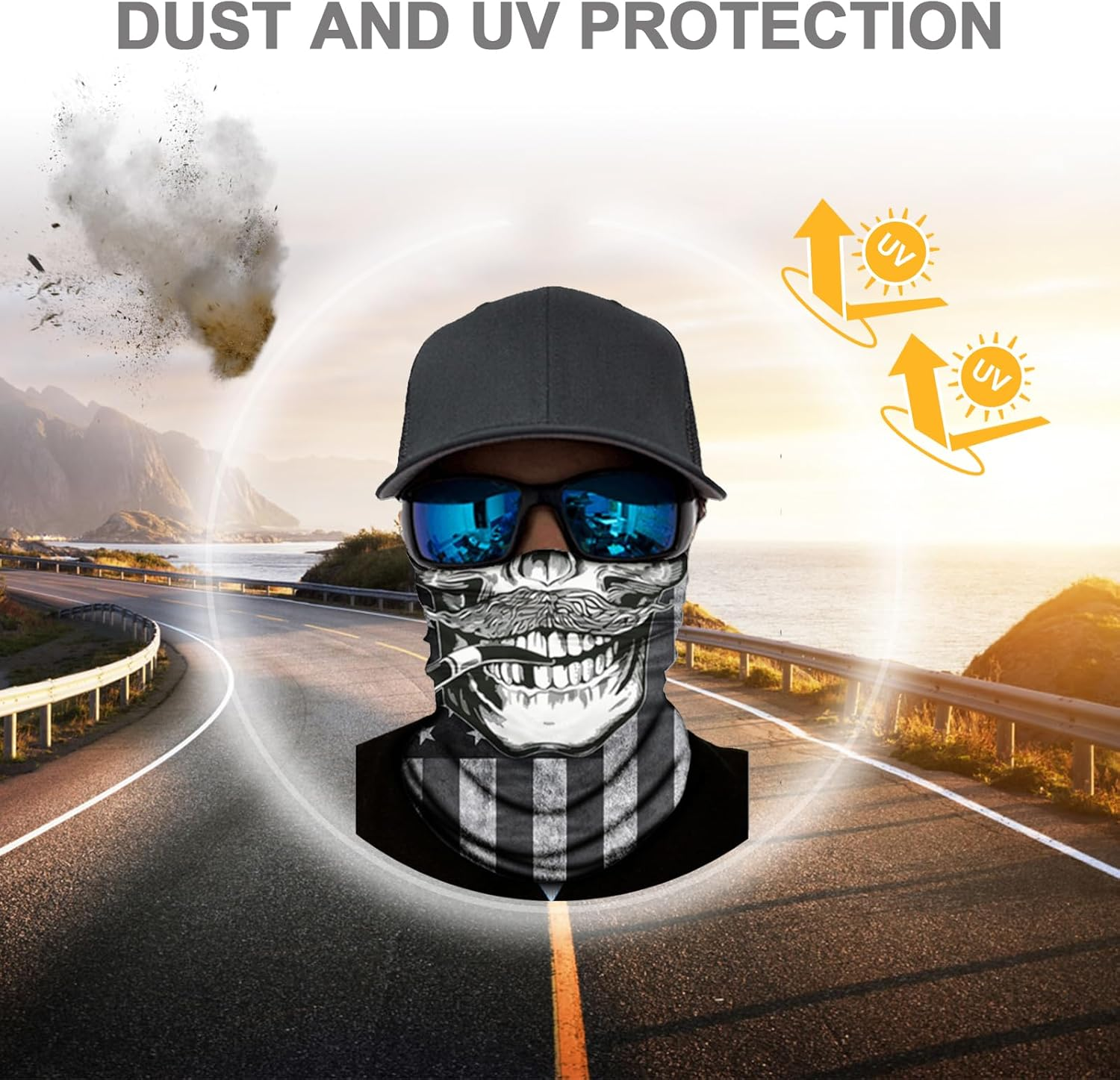 12PCS Multi Purpose Skull Neck Gaiters, Motorcycle Face Mask UV Protection, Unisex Suitable, for Halloween Carnival Parties and Outdoor Activities image number 6