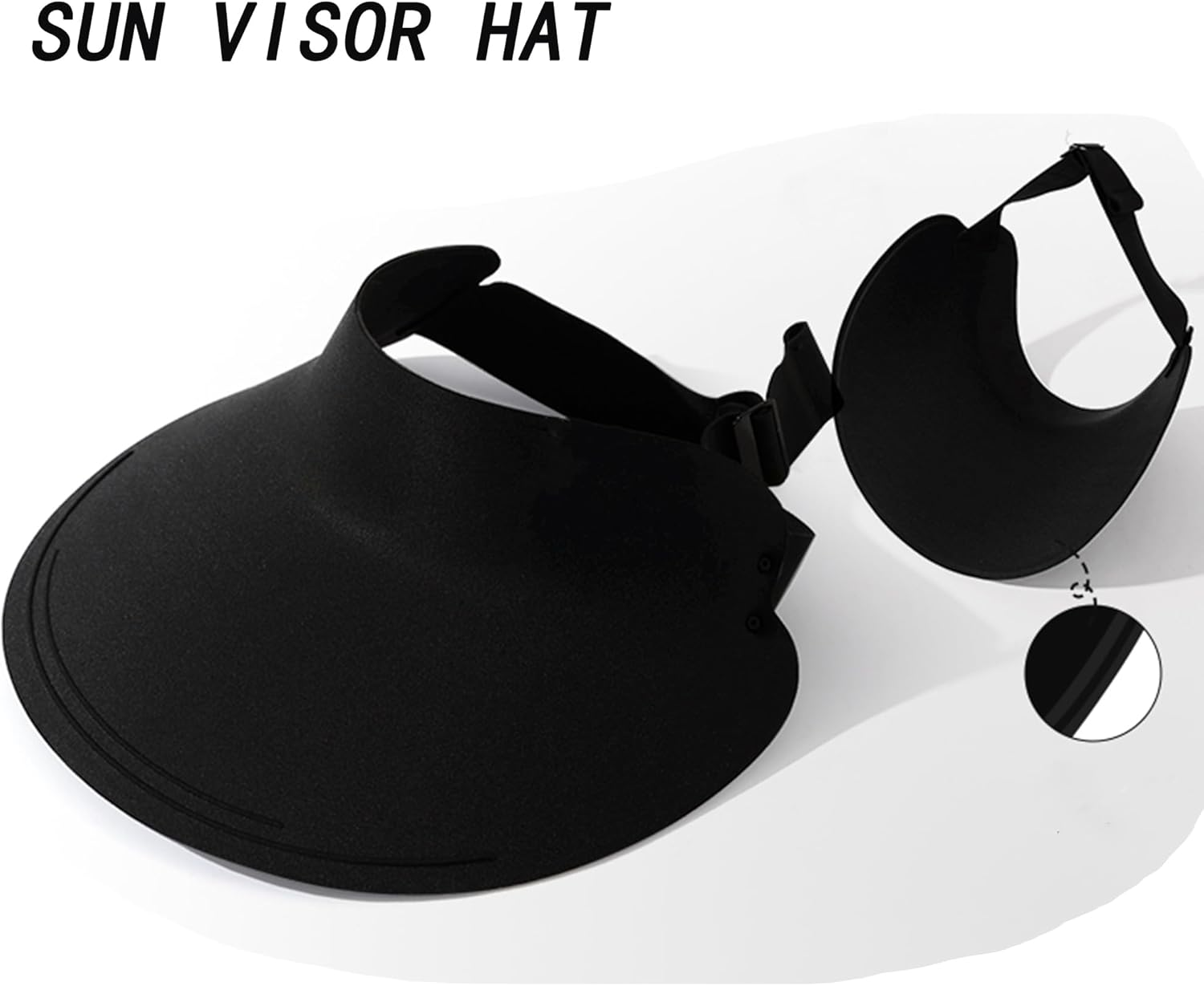 HOIROJEK Sun Hat for Women Men Sun Visors Cooling Hat Packable Wide Brim Ponytail Hat for Golf Tennis Running - Black image number 3