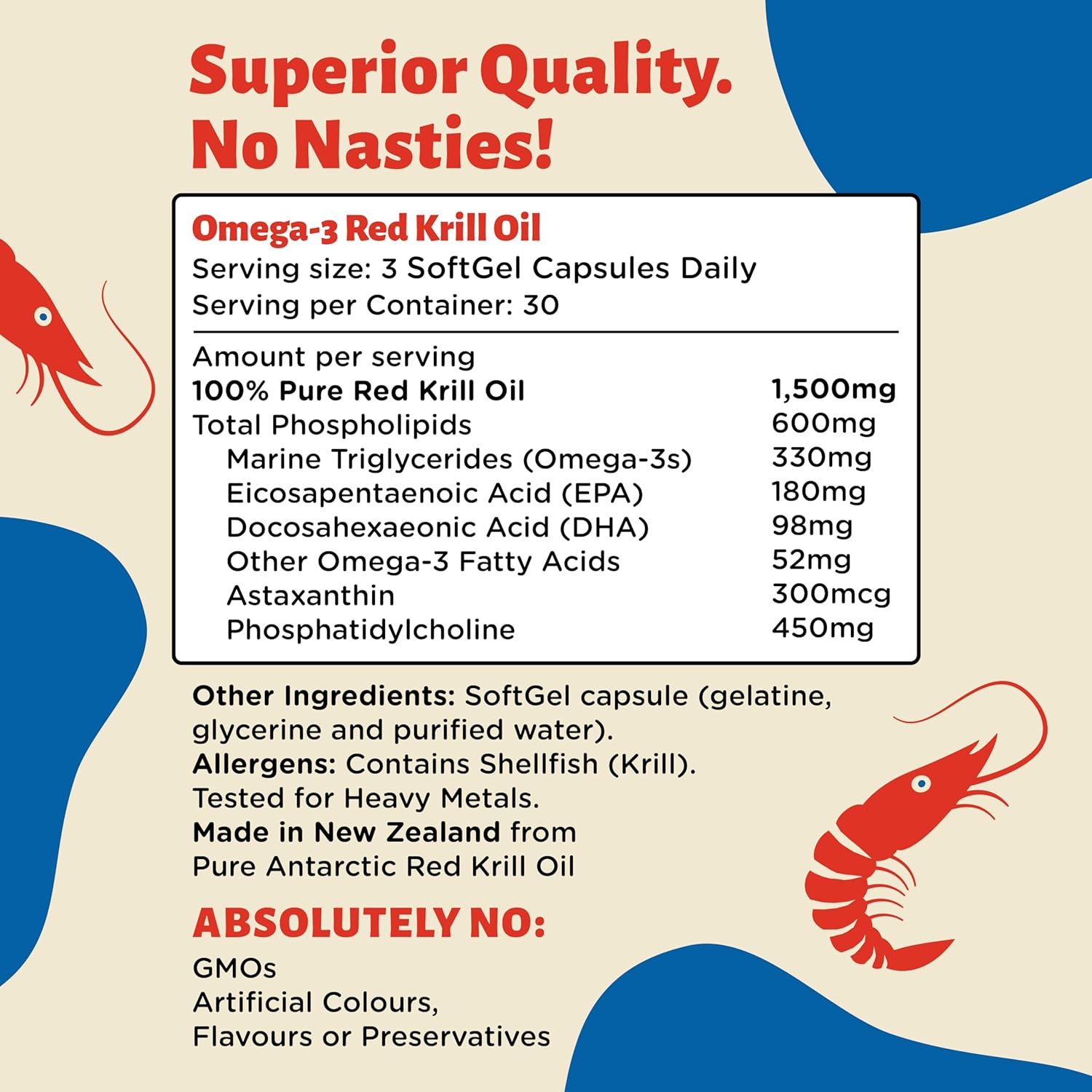 Krill Oil Capsules by Holy Cow Health - Extra Strength 1,500Mg Pure Omega-3 Red Krill Oil from the Antarctic Ocean - Optimised for Cellular Integration image number 4