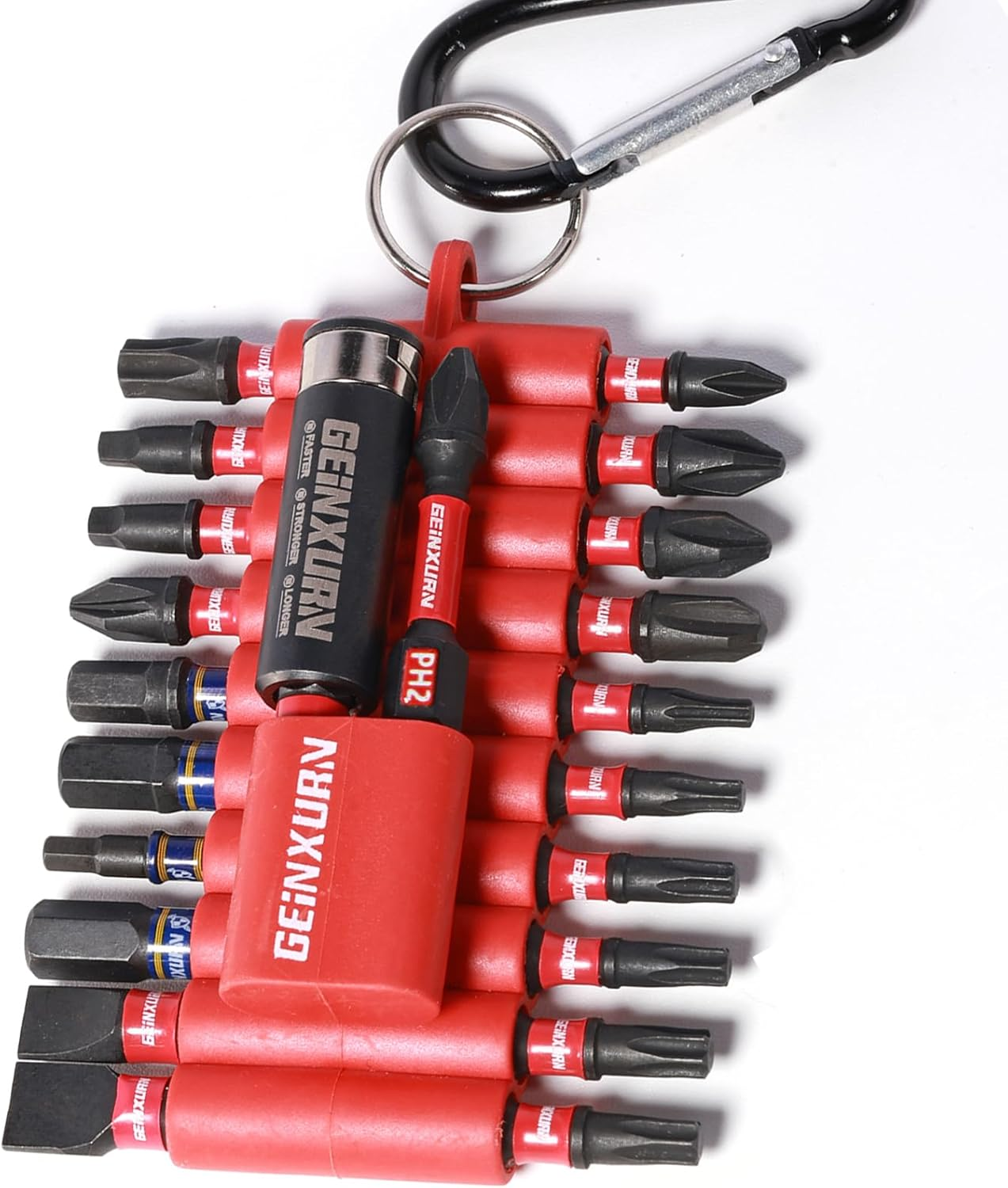 Geinxurn 22 Pieces Impact Screwdriver Bits Set with Organizer Sleeve, Magnetic (PH1,PH2,PH3,T10,T15,T20,T25,T30,SQ2,PZ2,H5,H6,H1/4,H1/8,SL#8,SL#10) S2 Steel Multi Driver Bits