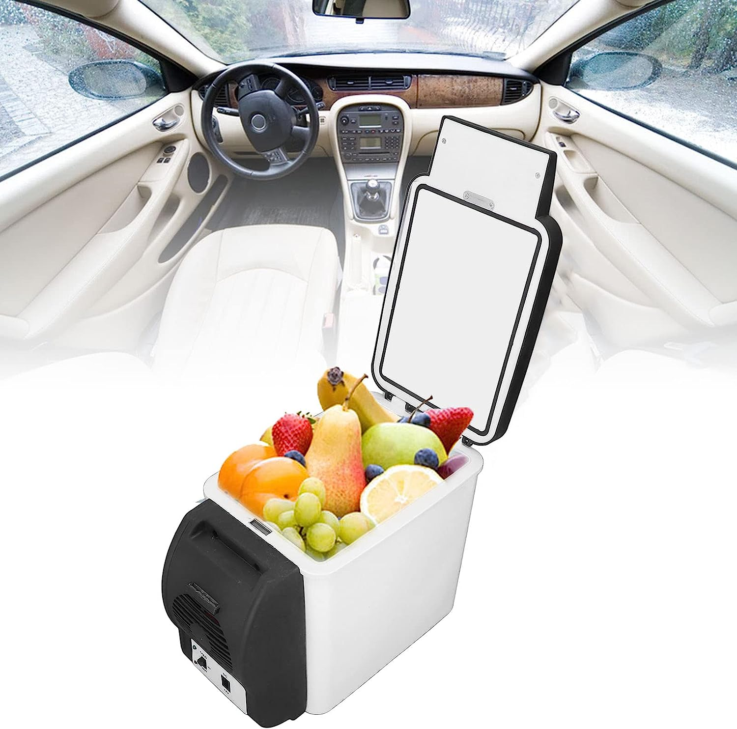 Mini Car Refrigerator, 12 Volt Portable 6L Fridge, Multifunctional Thermoelectric Cooler and Warmer, Low Noise, Food Grade Material, Hot and Cold Switch image number 3