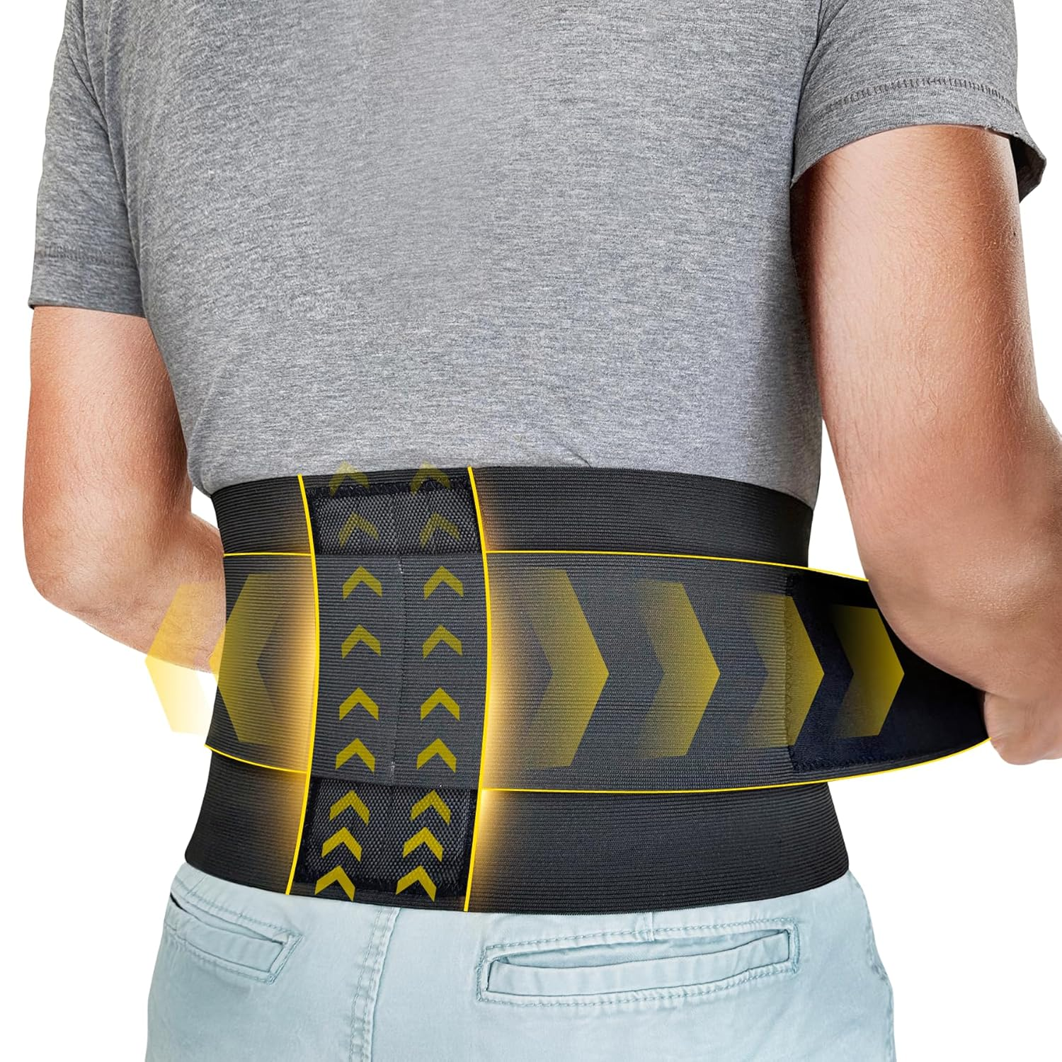 Bracoo Back Brace, Lower Back Support Belt, Lumbar Support for Lower Back Pain Relief, Breathable Lumbar Brace with 4 Stays for Sciatica, Backache, Injury, Gym, Sport, Work, BS33