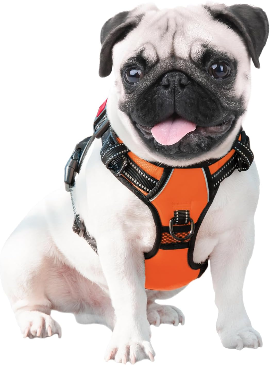 PHOEPET Reflective Dog Harness Large Breed Adjustable No Pull Vest Handle 2 Metal Rings 3 Buckles [Easy to Put on & Take Off](L, Orange) image number 4