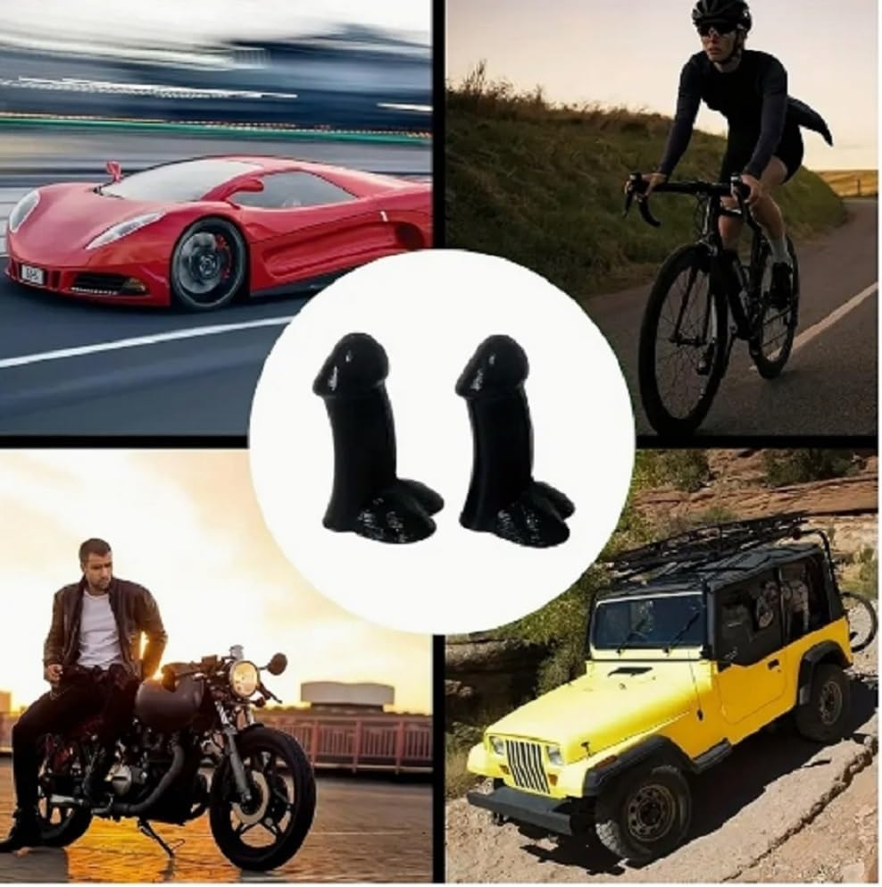 Funny Prank Tire Valve Stem Caps Gag Gifts Pencil Valve Stem Caps Hilarious Prank Gifts Joke Gift Dust Proof Covers Wheel Tire Exterior Accessories for Cars, Bike, Trucks,Motor (Black 8Pc) image number 6