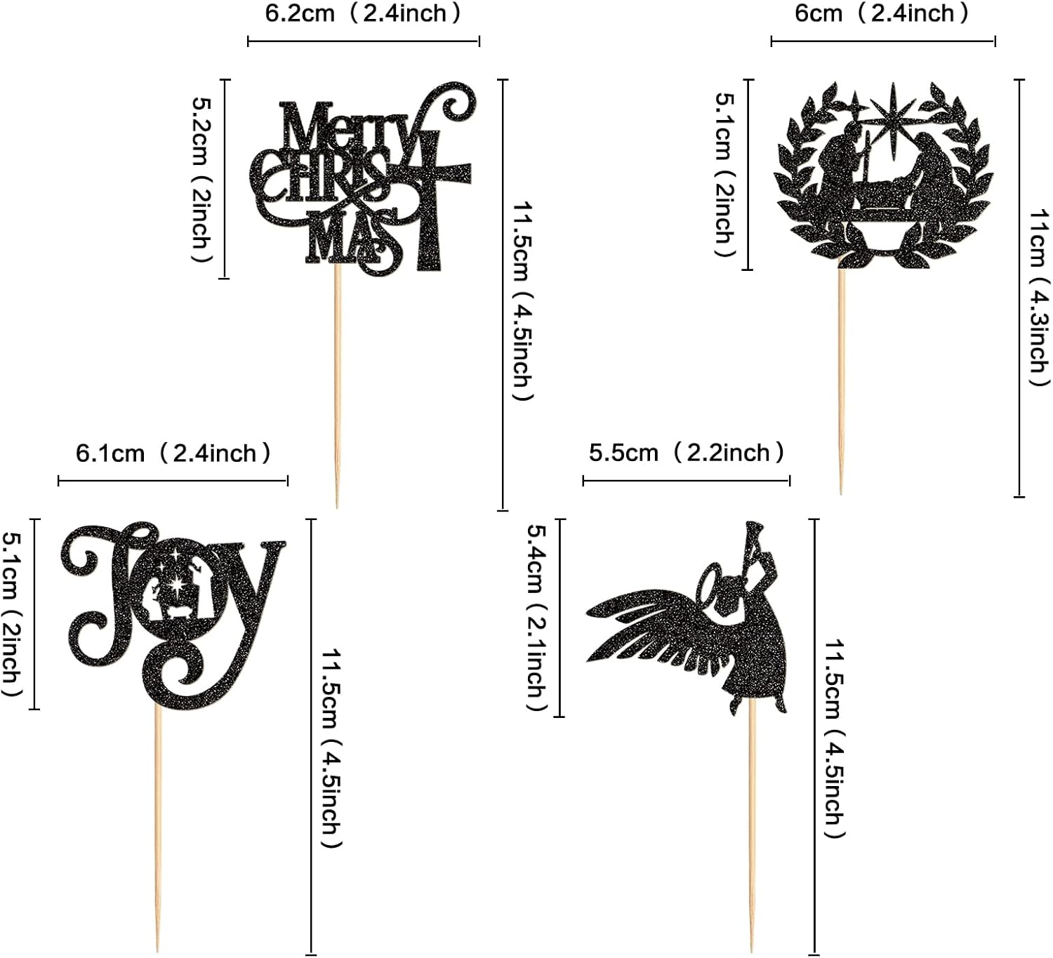 24PCS Jesus Christmas Cupcake Toppers Religion Christmas Theme Cupcake Picks Baby Shower Pray Chirstmas Decoration Party Decoration - Black Jesu image number 2