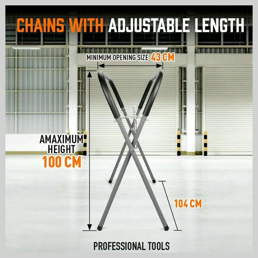 HORUSDY Automotive Panel Stand, Folding Fender Stand, 225Kg Capacity, Adjustable Hight 43-86Cm, Powder-Coated Tubular Steel, Rubber Feet, for Garages, Repair Shops, and DIY image number 2